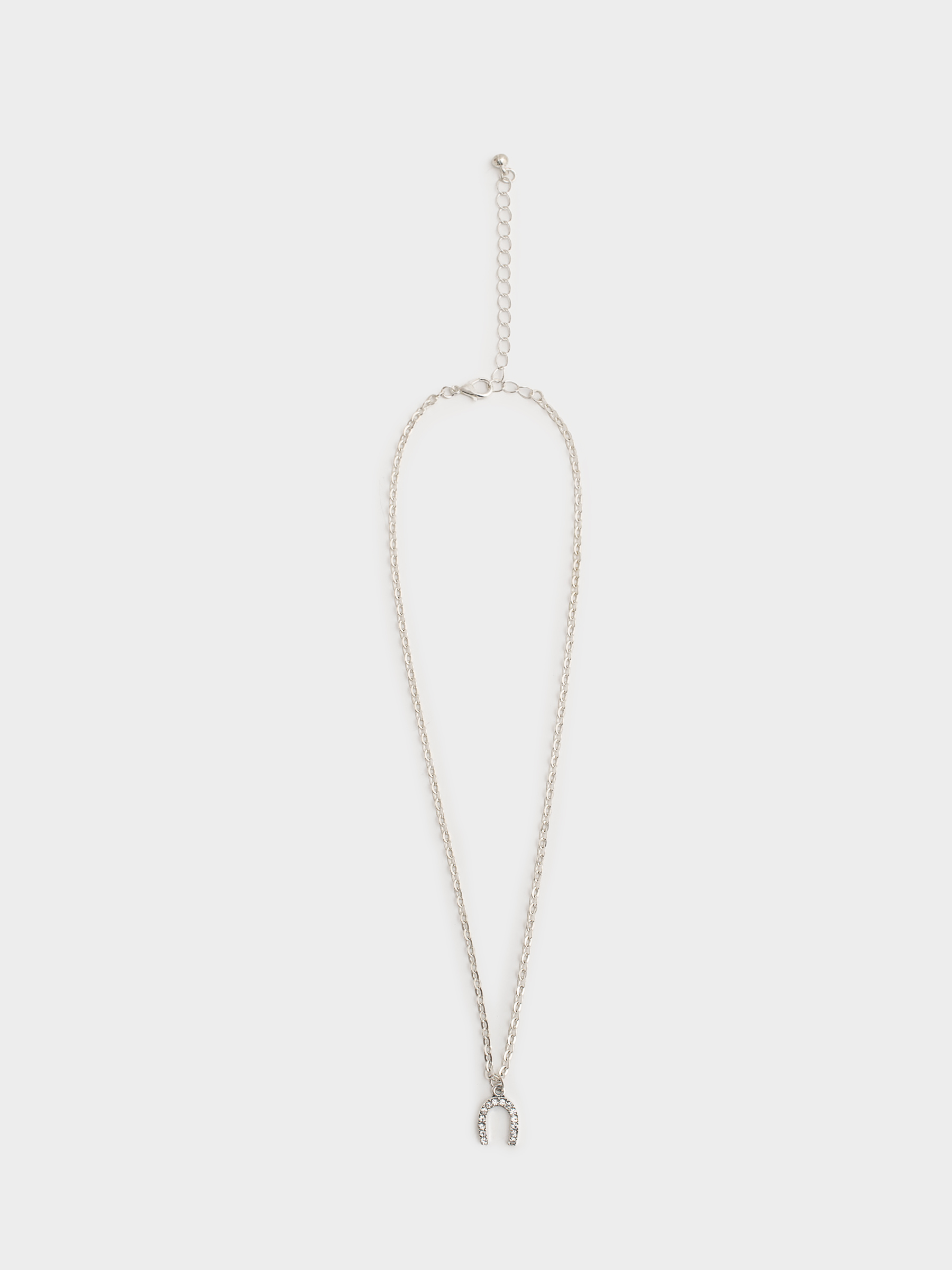 Цепочка, 40 см, с подвеской, металл/стразы, серебристая, Подкова, Jewelry horse, image-0