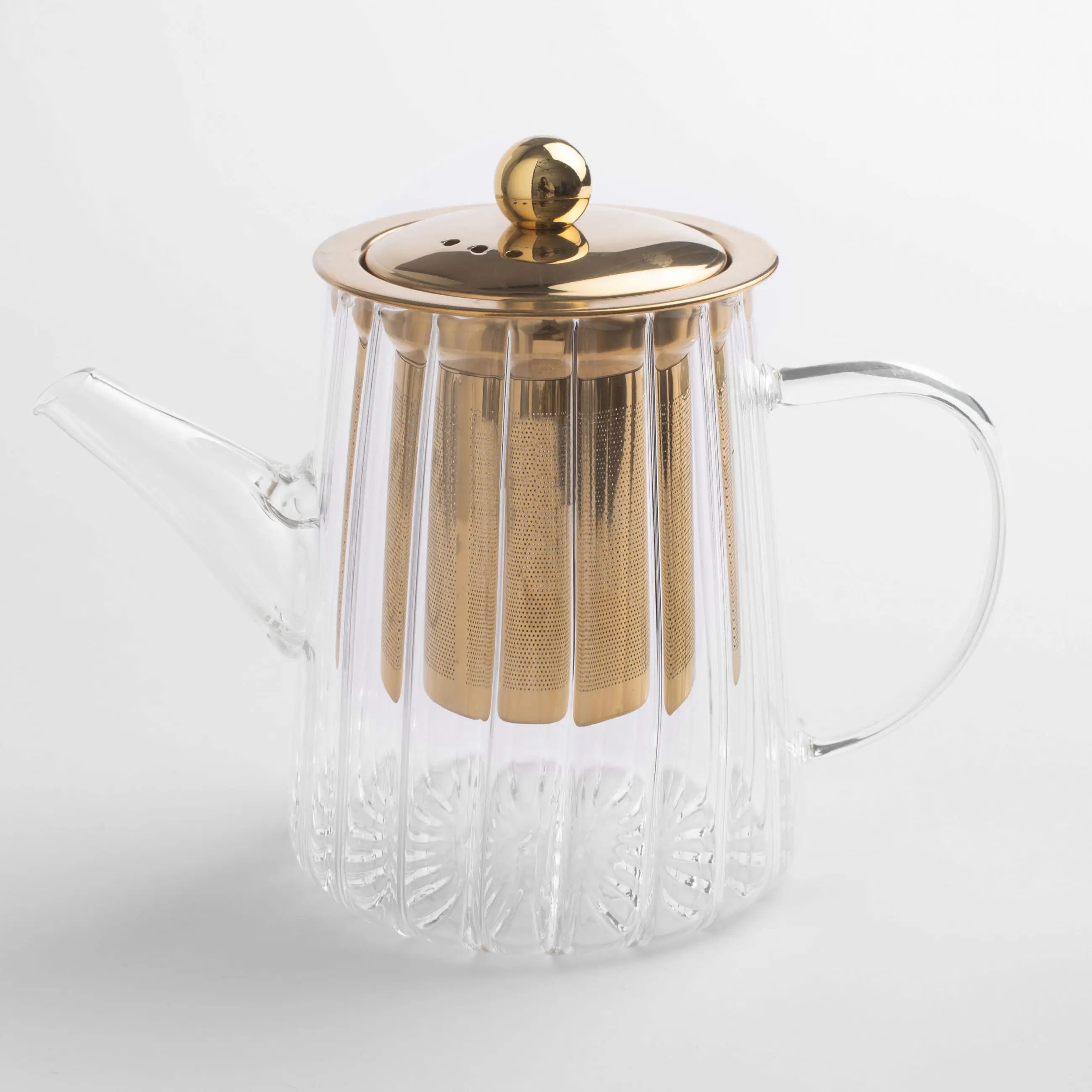 Чайник заварочный, 600 мл, стекло Б/сталь, золотистый, Camellia gold, image-0