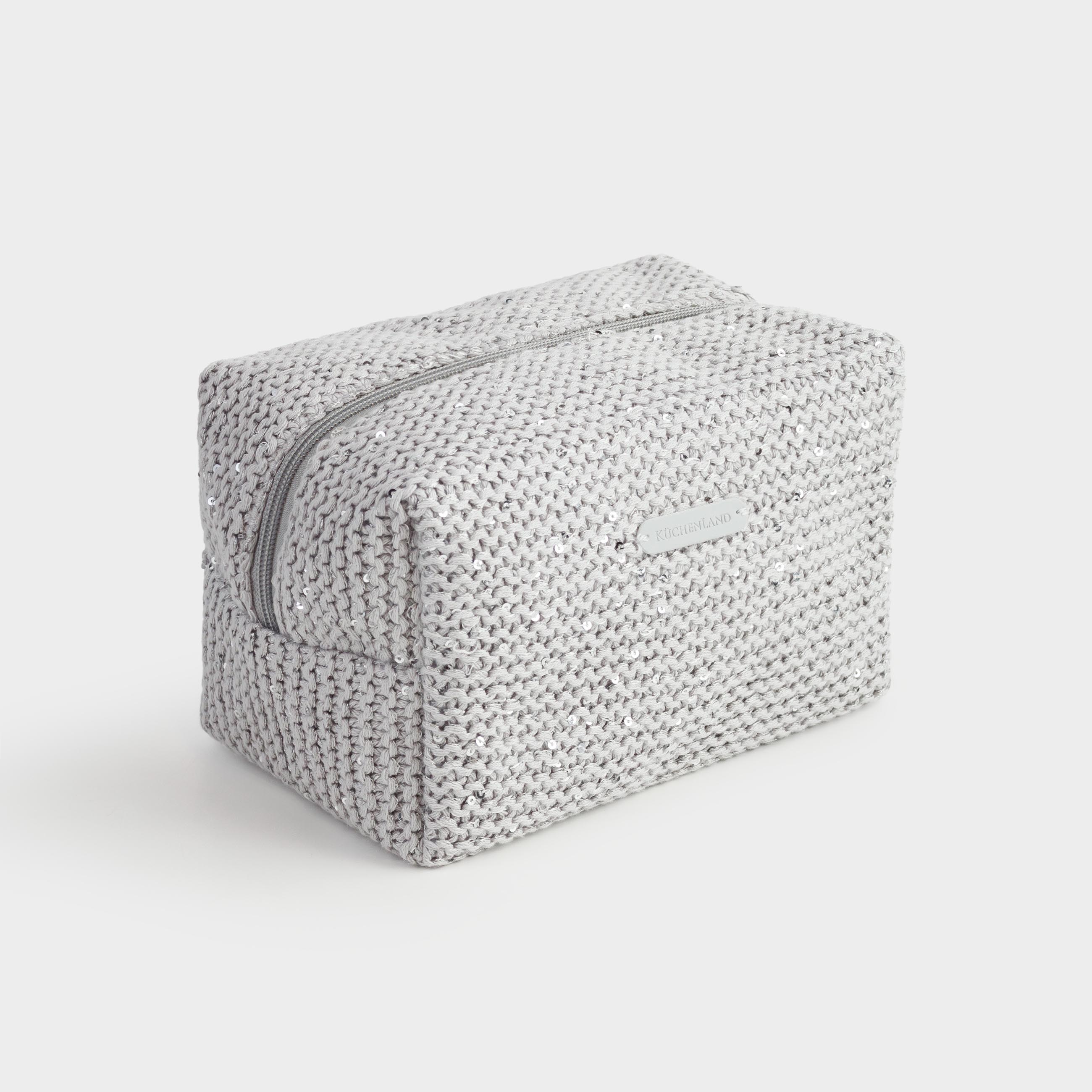 Косметичка, 20х10 см, хлопок/пластик, серебристо-серая, Node, image-0