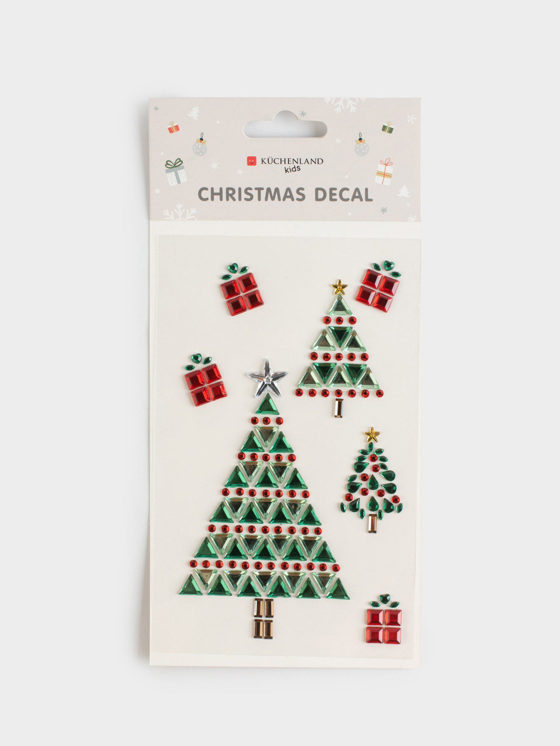 Жапсырмалар жинағы, 9х17 см, бір реттік, ПВХ, шыршалар, Christmas decal, image-3