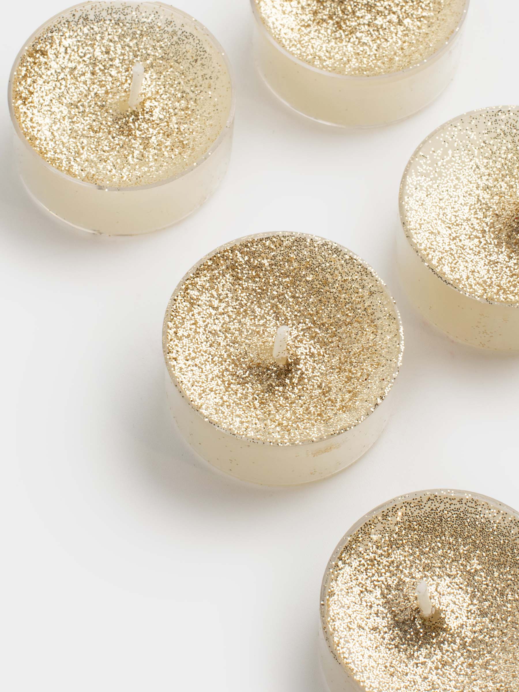 Шай шамы, 4 см, 6 дана, жылтырақтары бар, шампан, Metallic glow, image-2