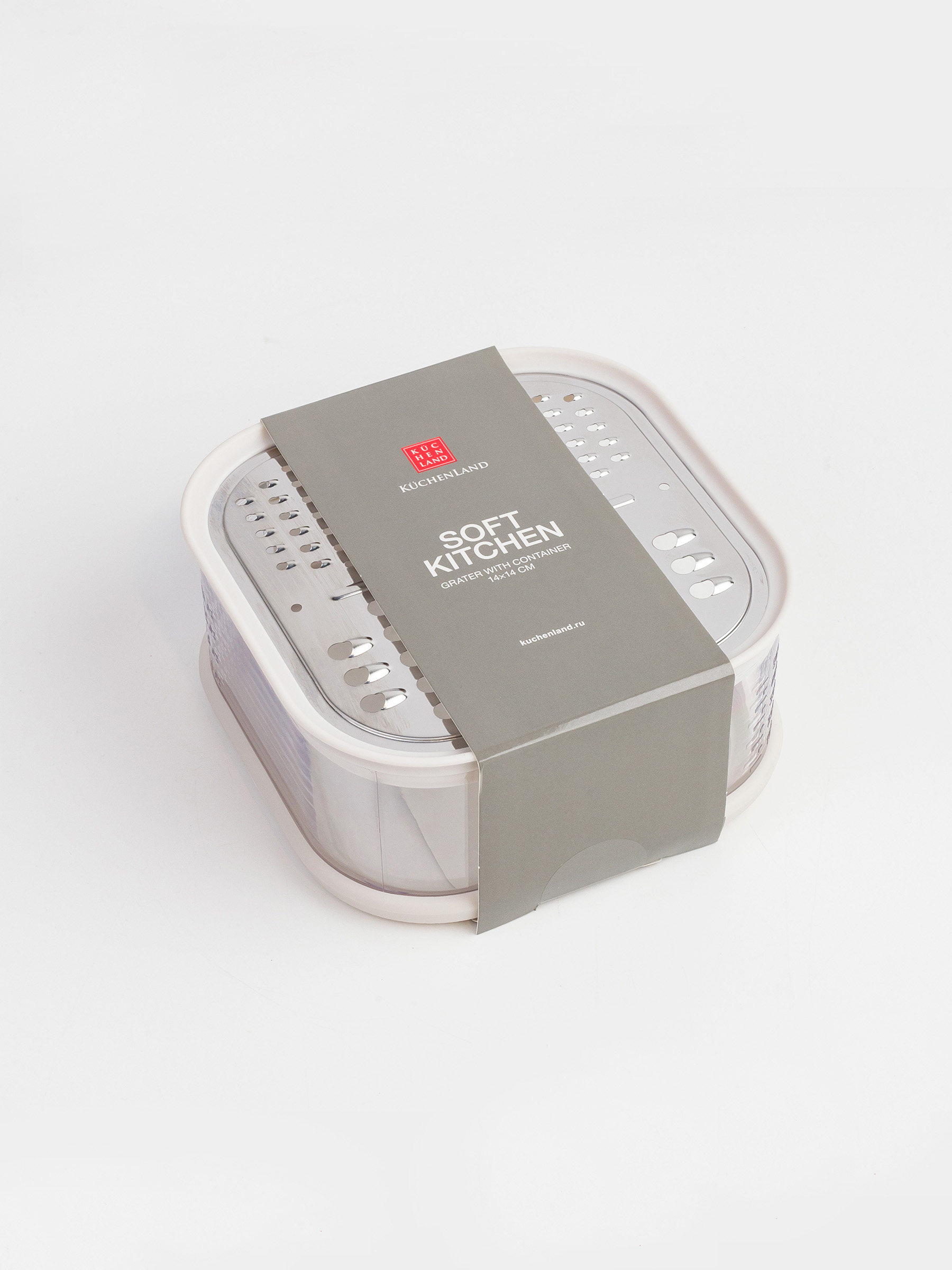 Терка, 14х14 см, с контейнером, сталь/пластик, молочная, Soft kitchen, image-6