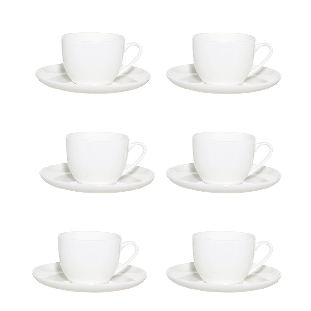 Пара чайная, 6 перс, 12 пр, 250 мл, фарфор F, белая, Ideal white изображение № 1