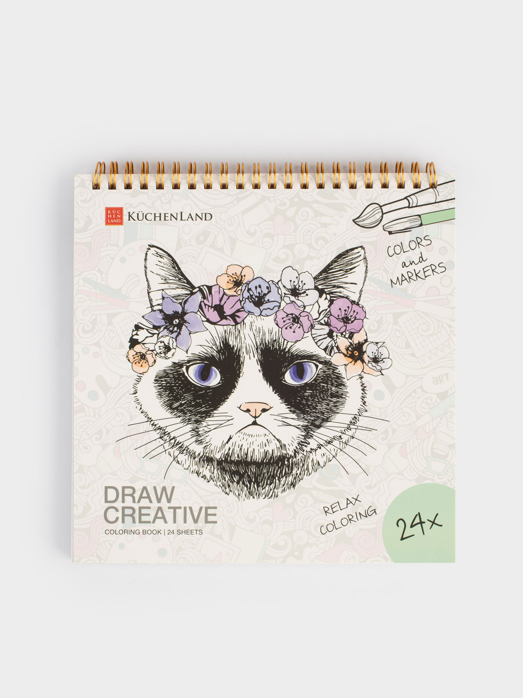 Бояуға арналған Альбом, 21х21 см, 24 парақ, сақиналарда, романс, Draw, image-1