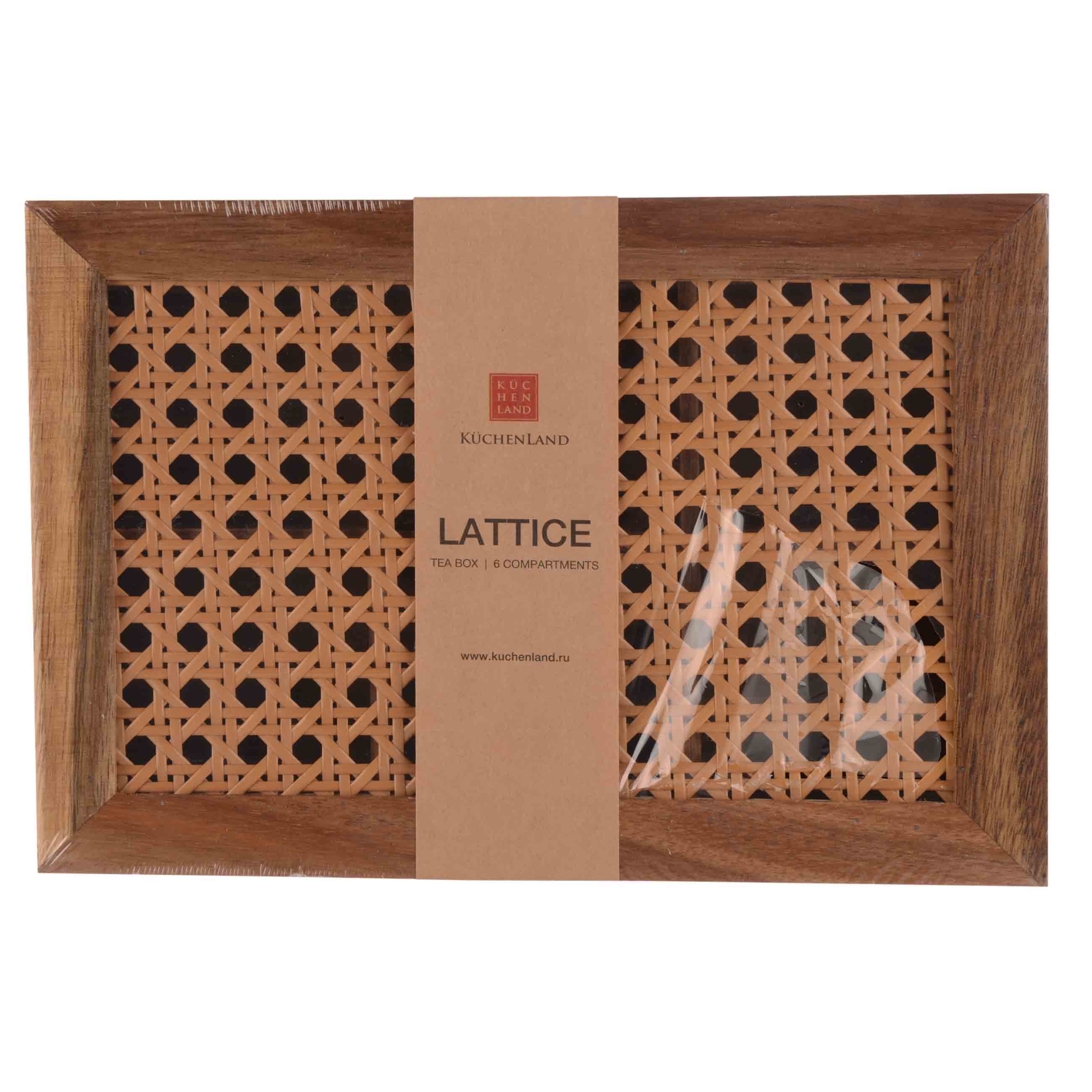 Коробка для чая, 24х16 см, 6 отд, дерево/ротанг, прямоугольная, Lattice изображение № 4