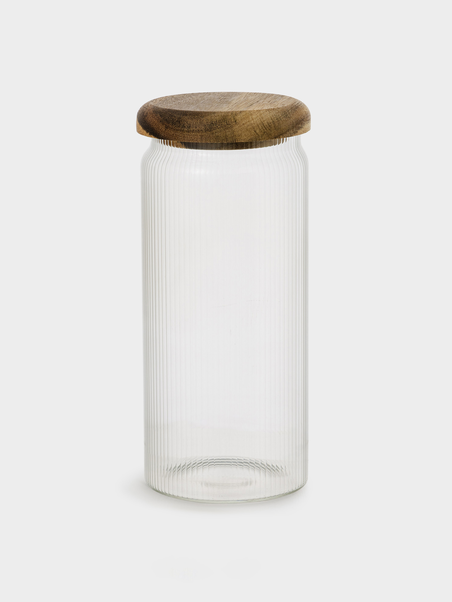 Сусымалы өнімдерге арналған құты, 1 л, шыны Р/ағаш, Ribby wood, image-1