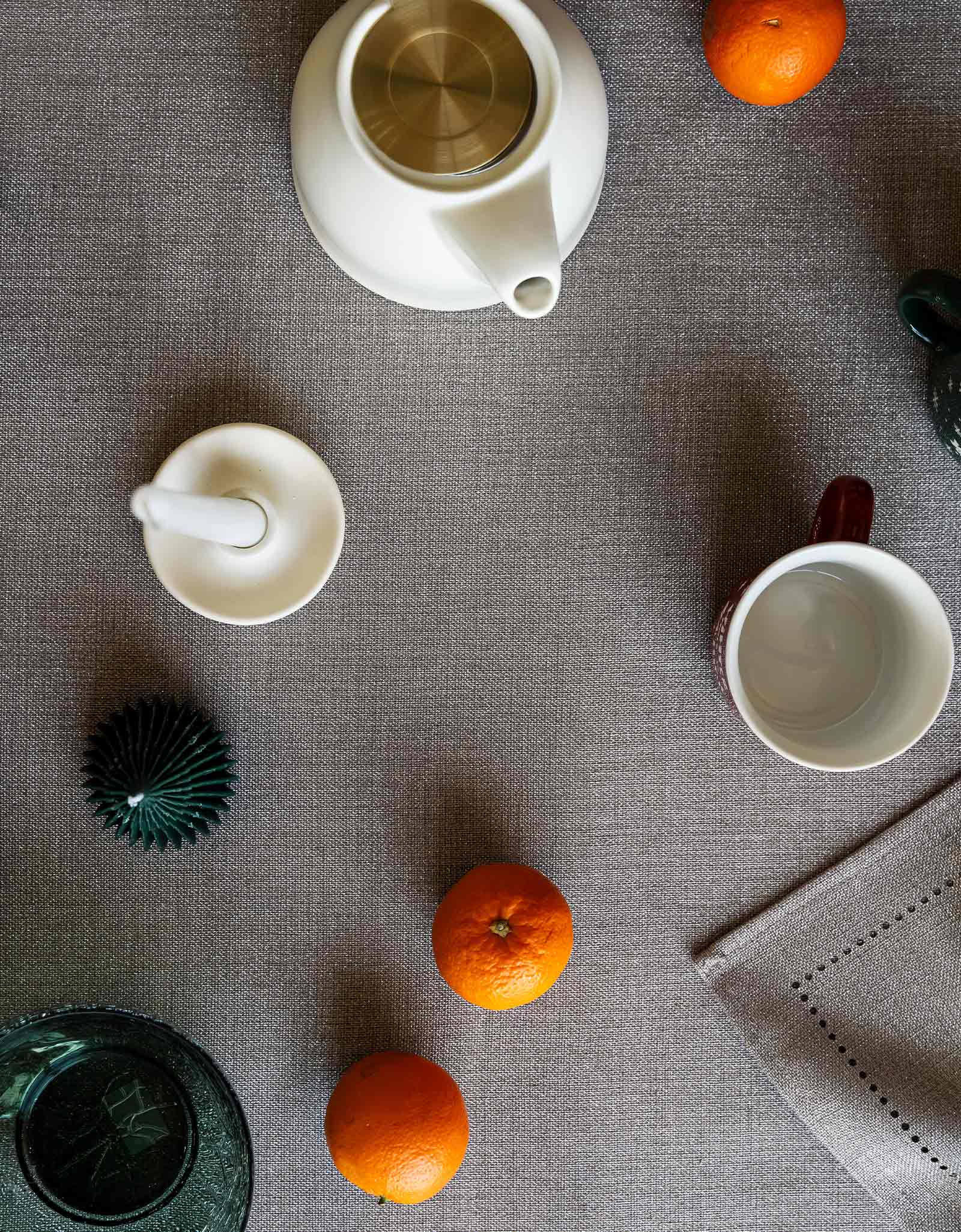 Скатерть, 170х250 см, полиэстер, серо-бежевая, Hemstitch, image-3