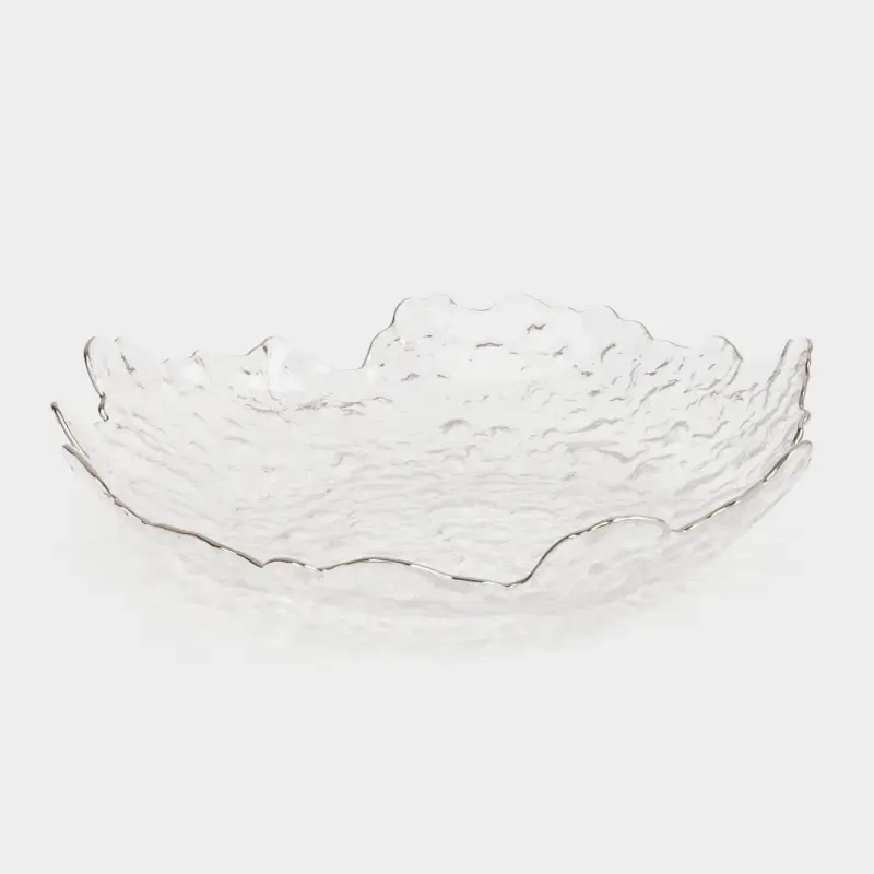 Блюдо, 25 см, стекло, с серебристым кантом, Nautilus silver, image-0