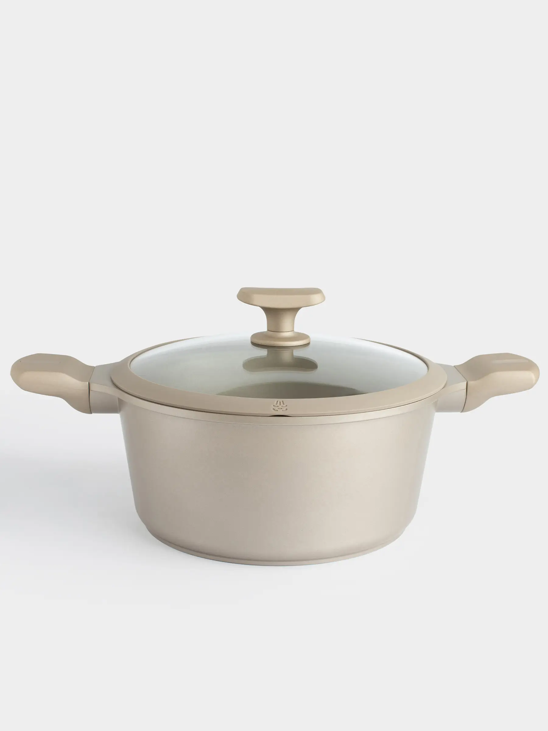 Кастрюля, 24 см, 4,2 л, с крышкой, с покрытием, алюминий, серо-бежевая, Dainty