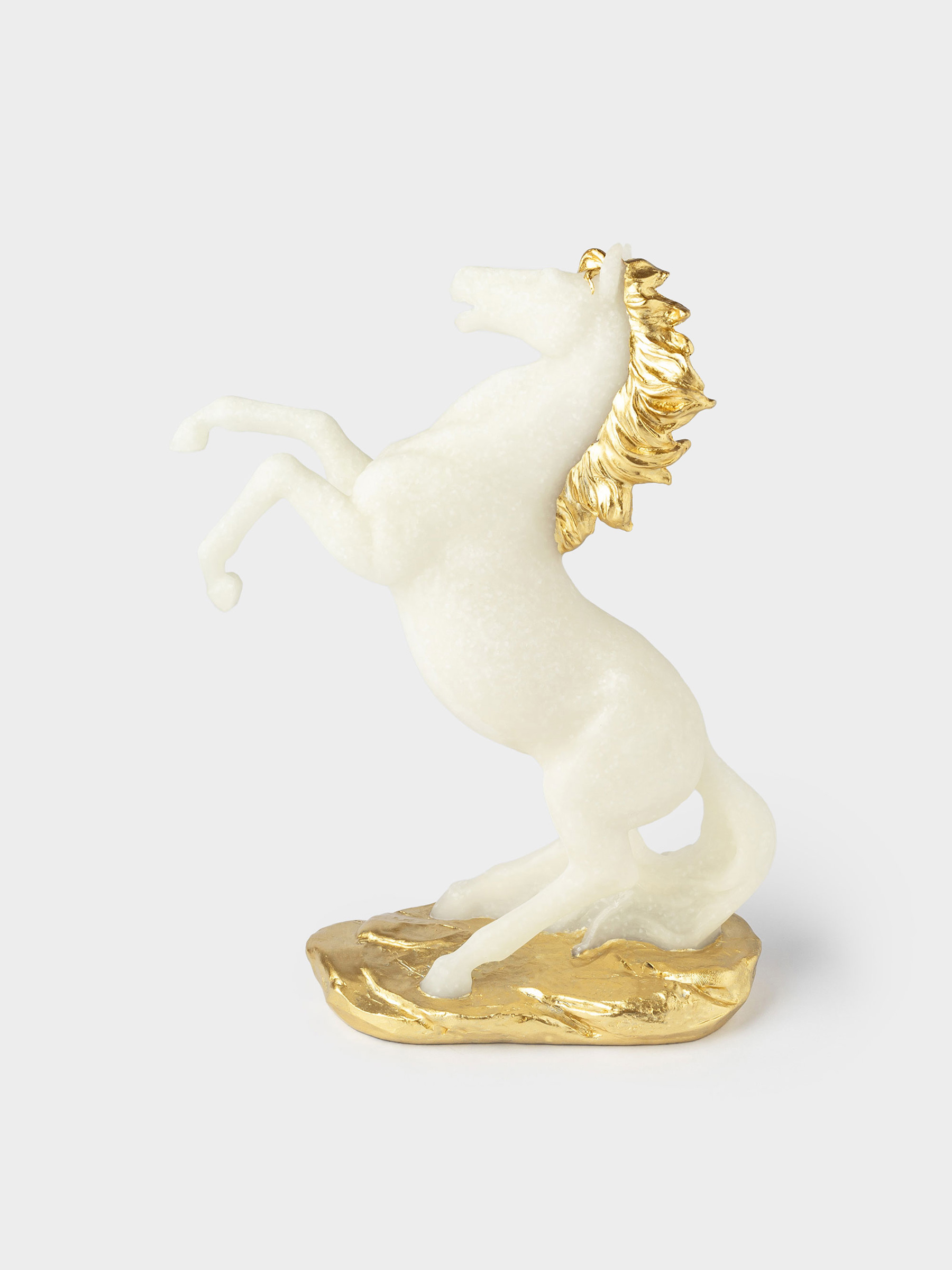 Статуэтка, 26 см, полирезин, золотисто-белая, Лошадь на задних ногах, Horse white, image-0
