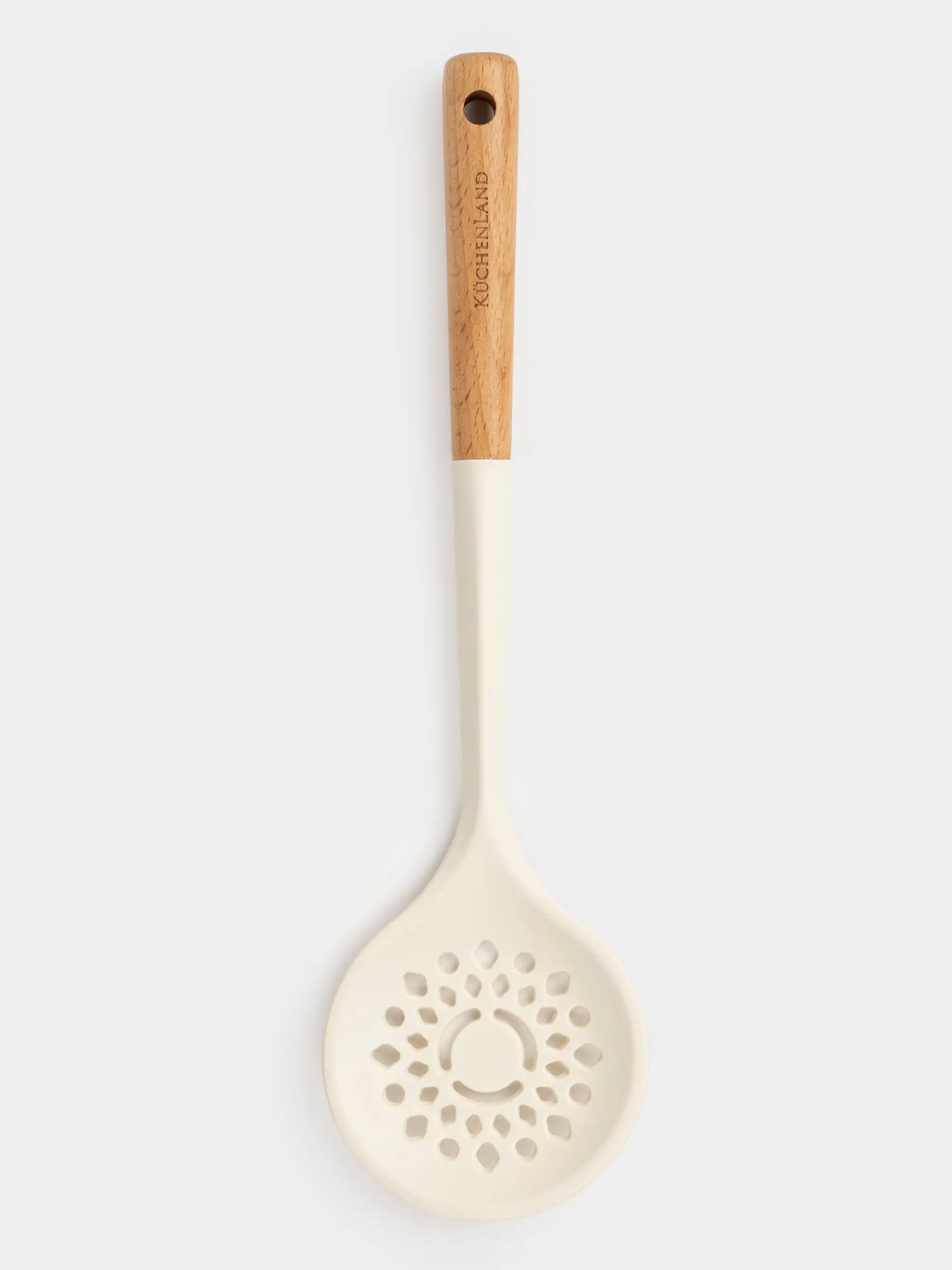 Шумовка, 32 см, силикон/дерево, молочная, Legerity