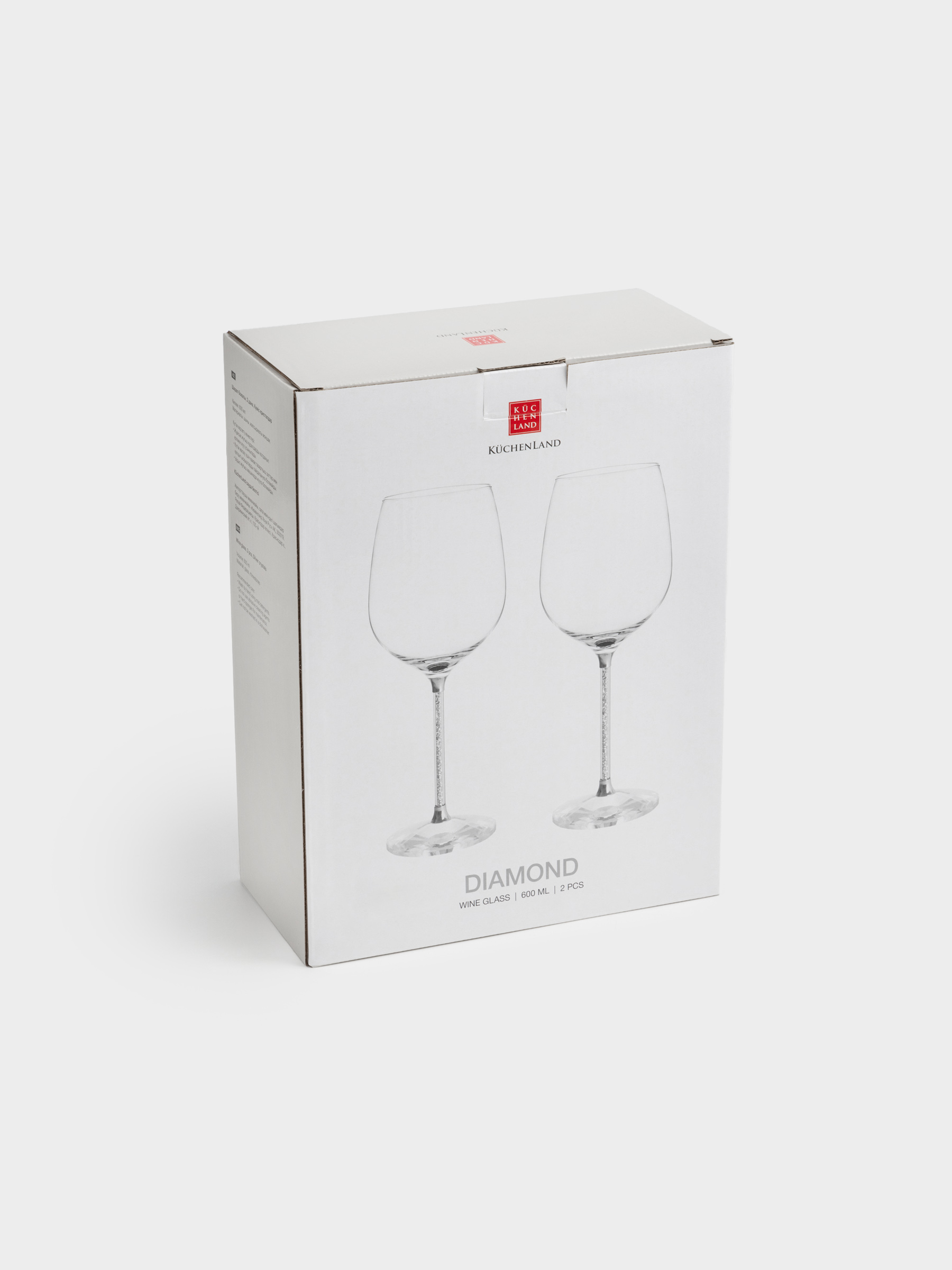 Бокал для вина, 600 мл, 2 шт, стекло/стразы, Серебристые кристаллы, Diamond, image-4