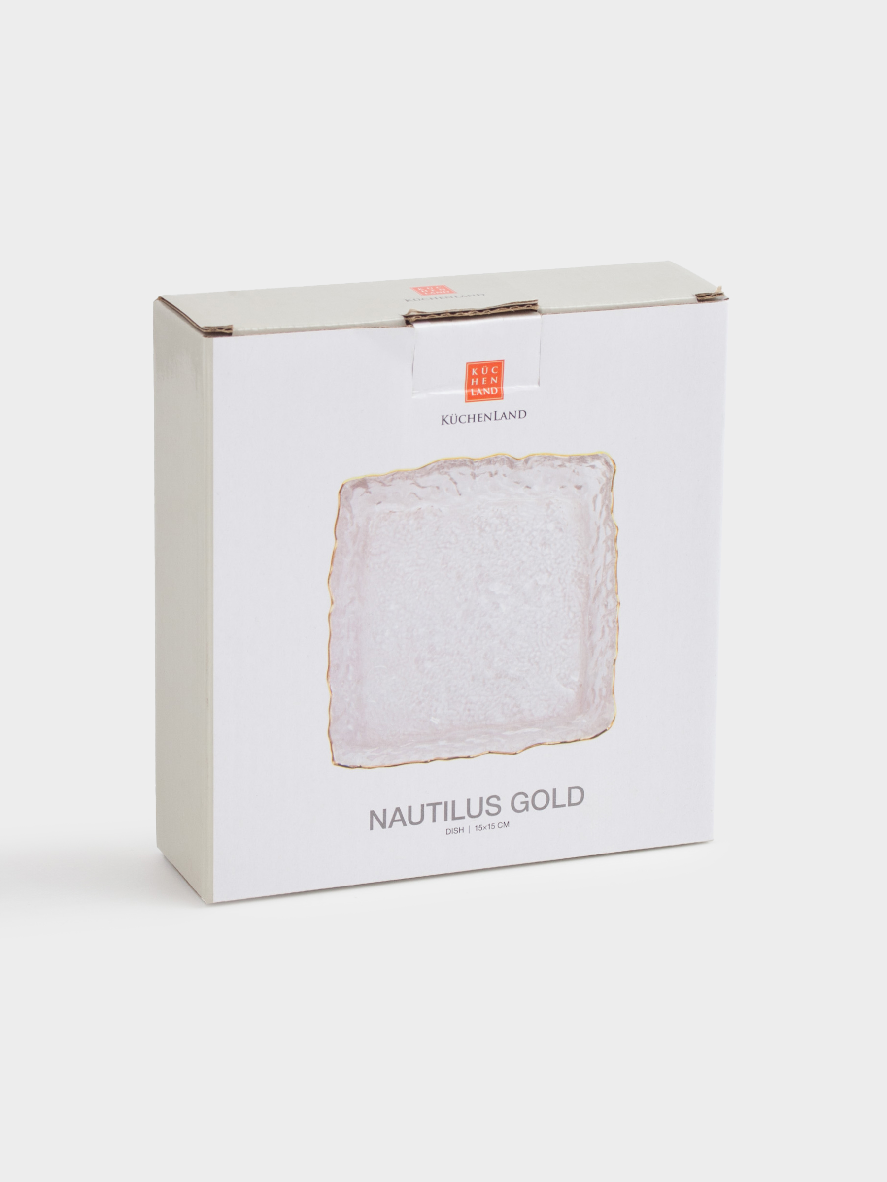 Блюдо, 15х15 см, стекло, квадратное, с золотистым кантом, Nautilus gold, image-6