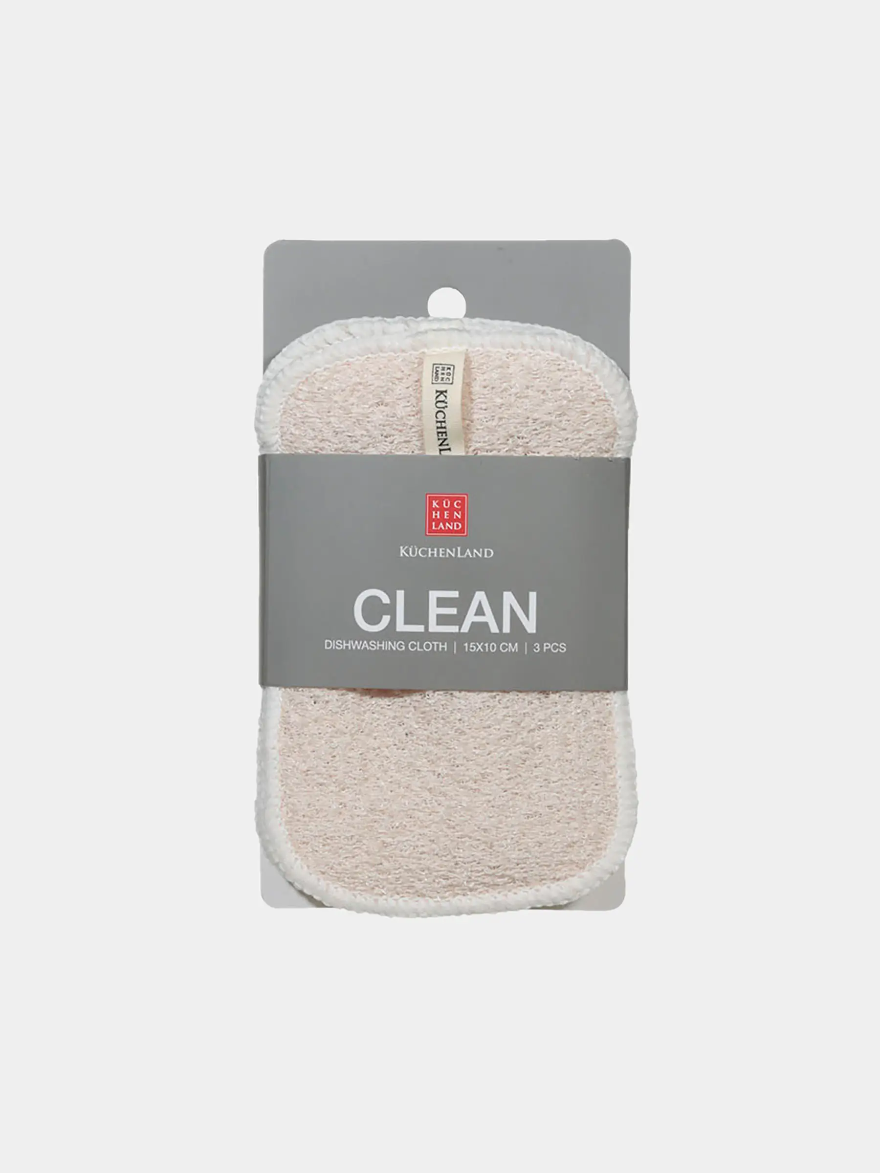 Тряпка для мытья посуды, 15x10 см, 3 шт, натуральное волокно, бежевая, Clean