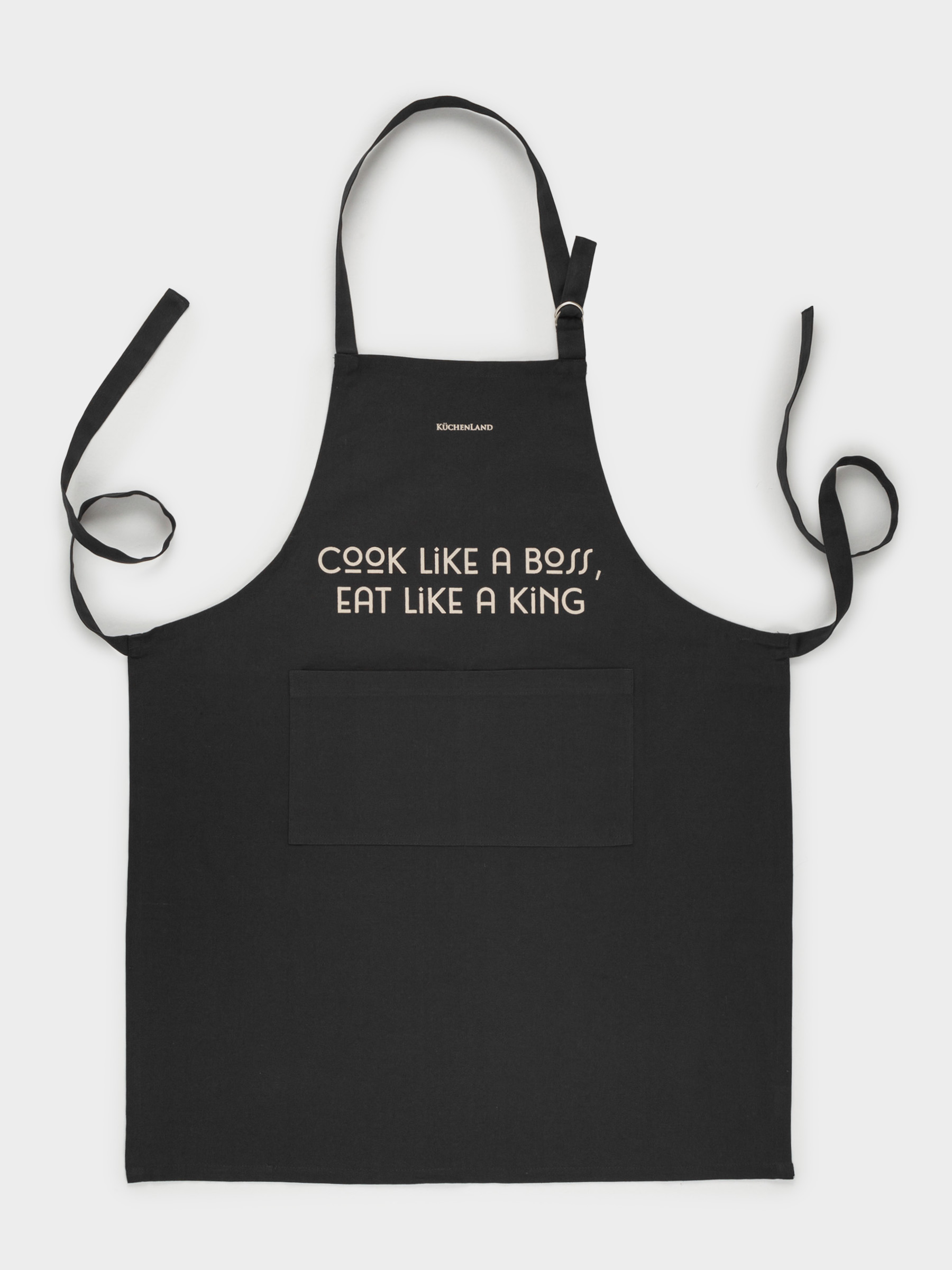 Фартук, 70х85 см, хлопок, темно-коричневый, Cook like a boss, eat like a king, Flax, image-0