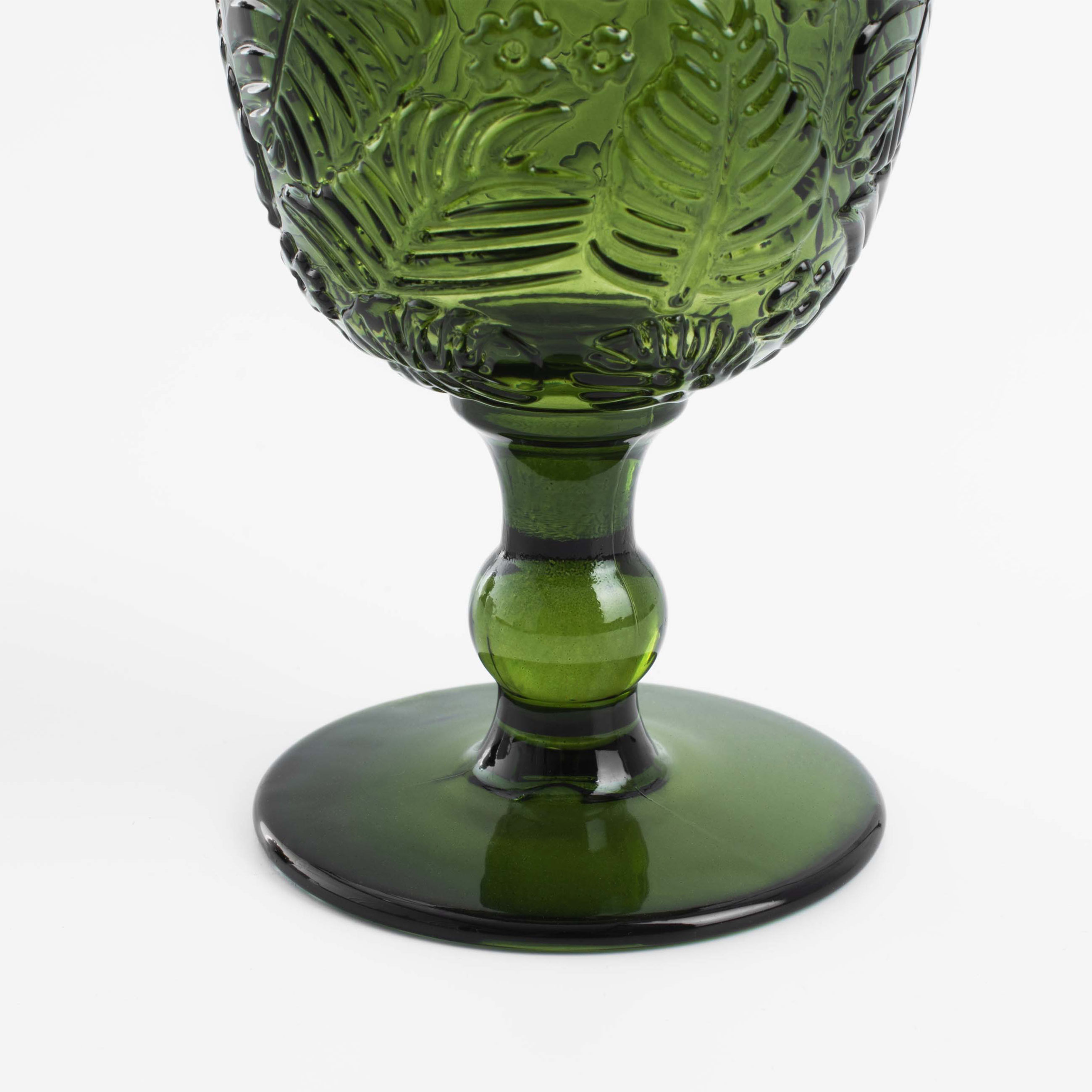 Бокал-кубок для вина, 310 мл, стекло Р, зеленый, Монстера, Tropical leaves, image-5