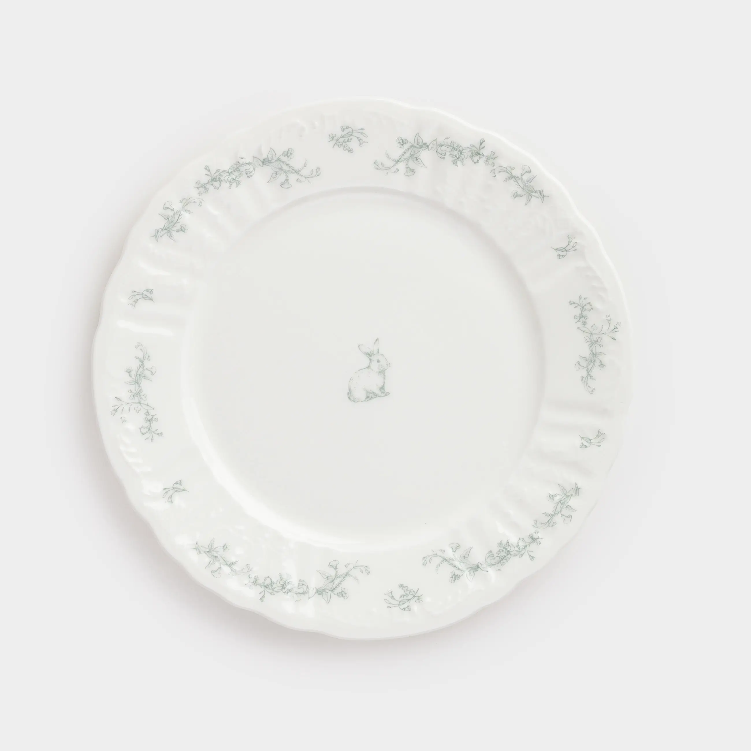 Тарелка закусочная, 20 см, фарфор Fine Bone China, белая, Кролик и цветы, Easter blooming, image-0