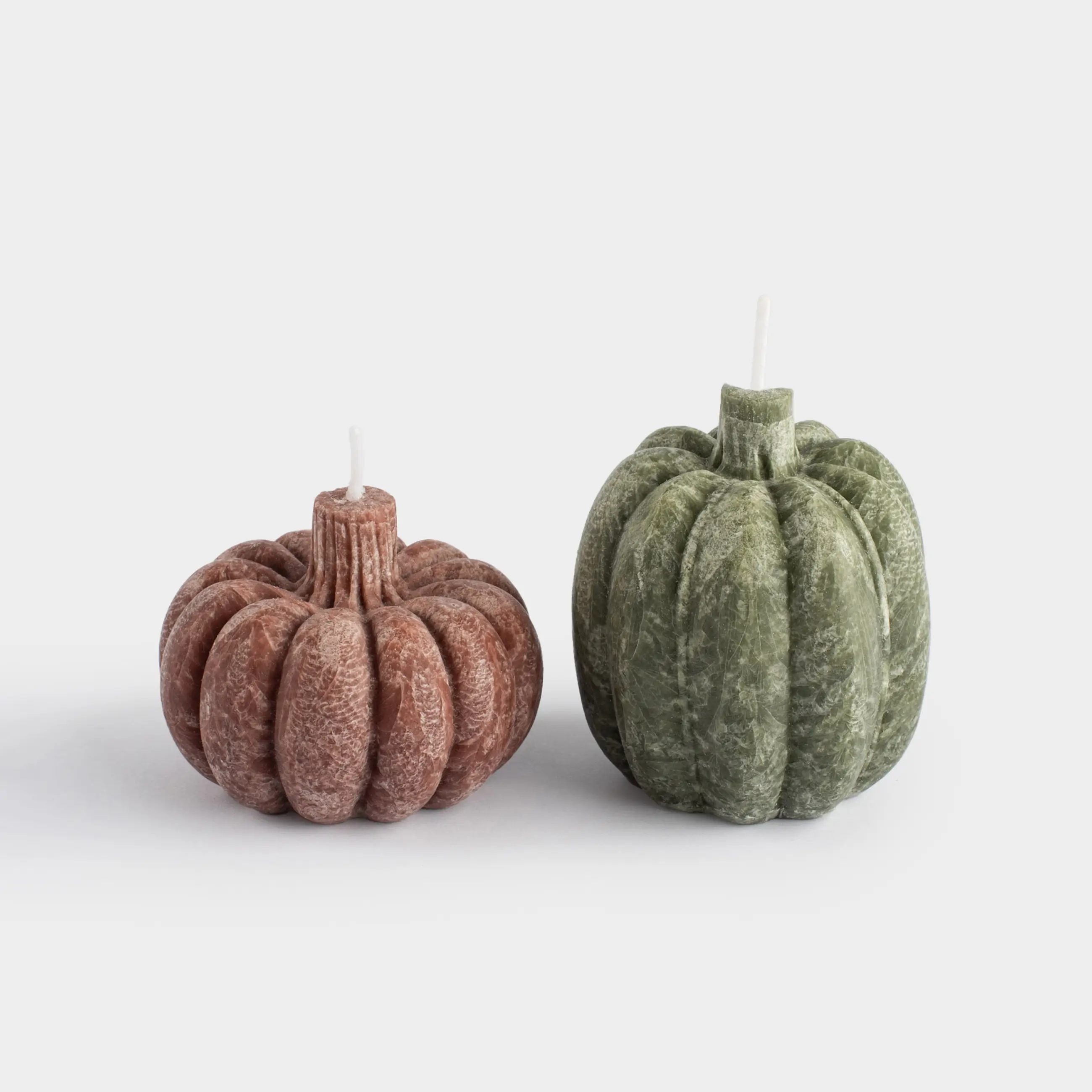 Свеча, 5/7 см, 2 шт, зеленая/бордовая, Тыква, Pumpkin shape
