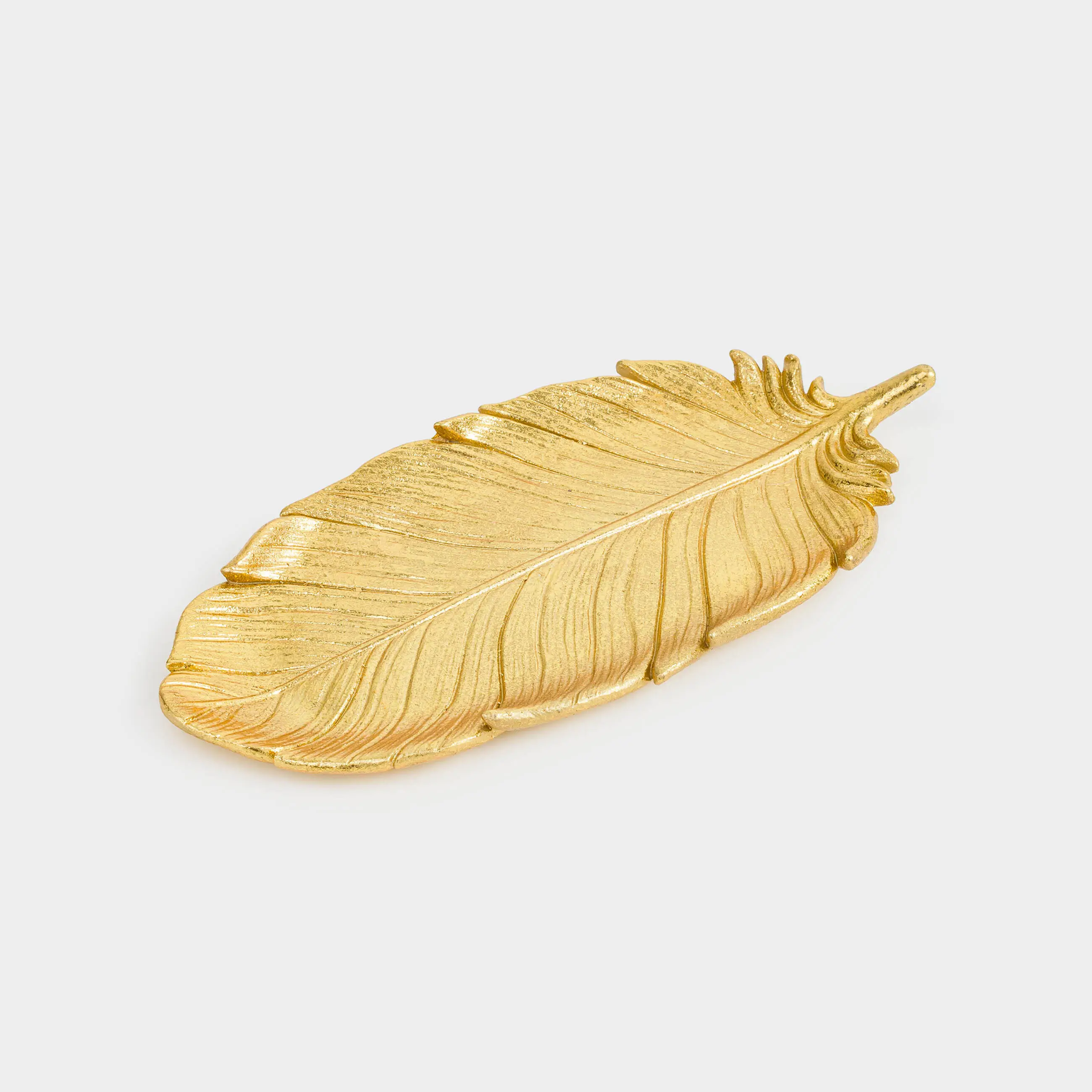 Блюдо декоративное, 25х11 см, полирезин, золотистое, Перо, Feather
