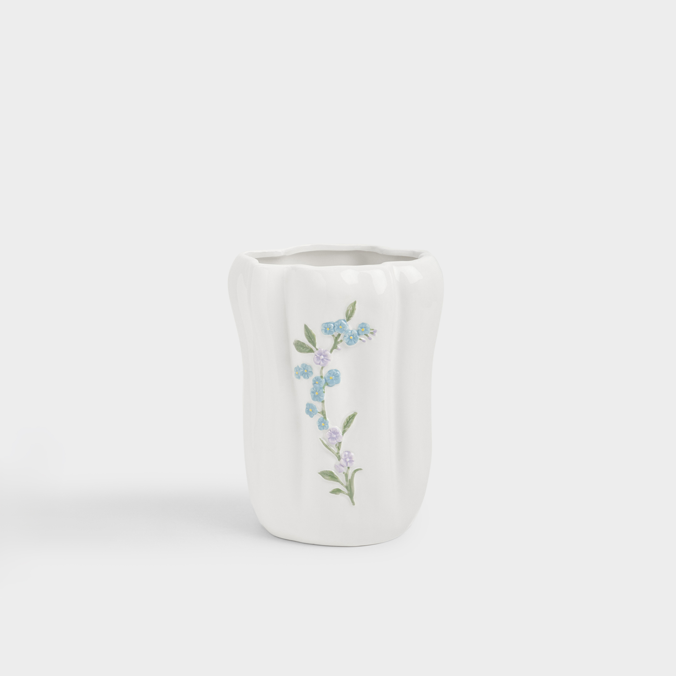 Гүл вазасы, 20 см, керамика, ақ, Ботакөз, Crumple flower
