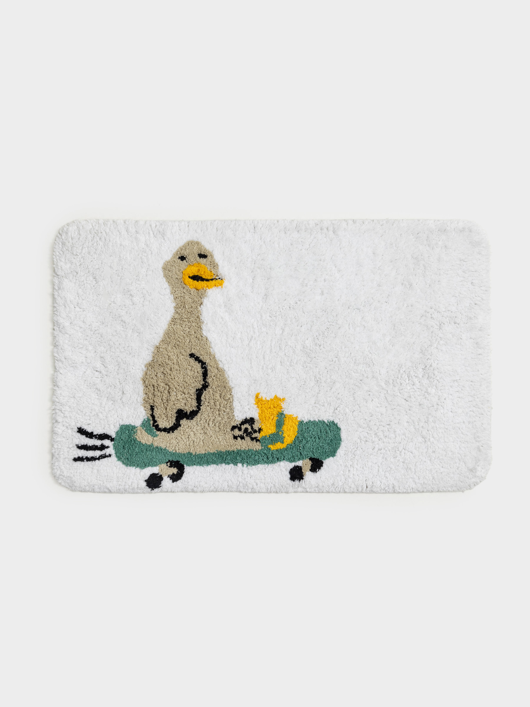 Кілемше, 50х80 см, мақта, сүт түстес, Скейтбордтағы қаз, Goose, image-0