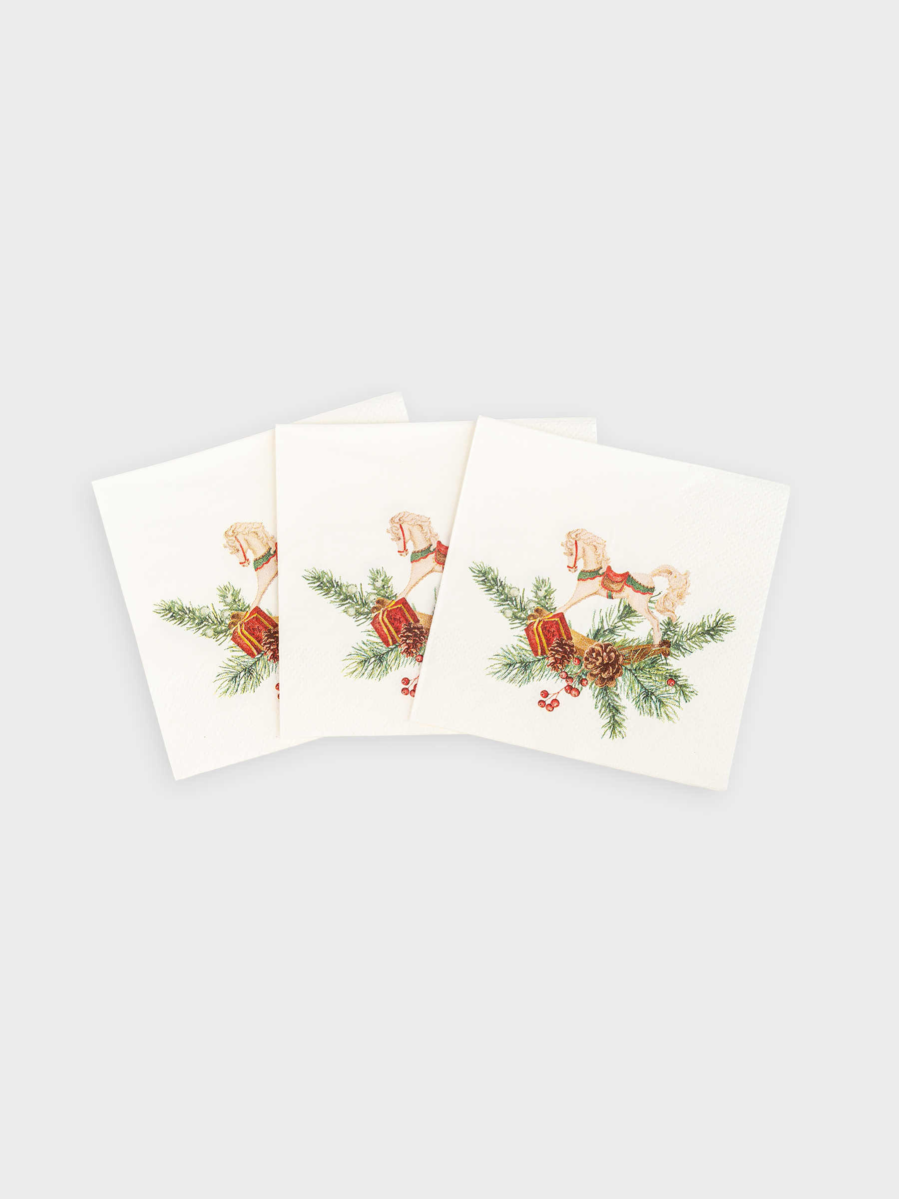 Салфетки бумажные, 21х21 см, 20 шт, квадратные, белые, Лошадка, Christmas miracle classic, image-1