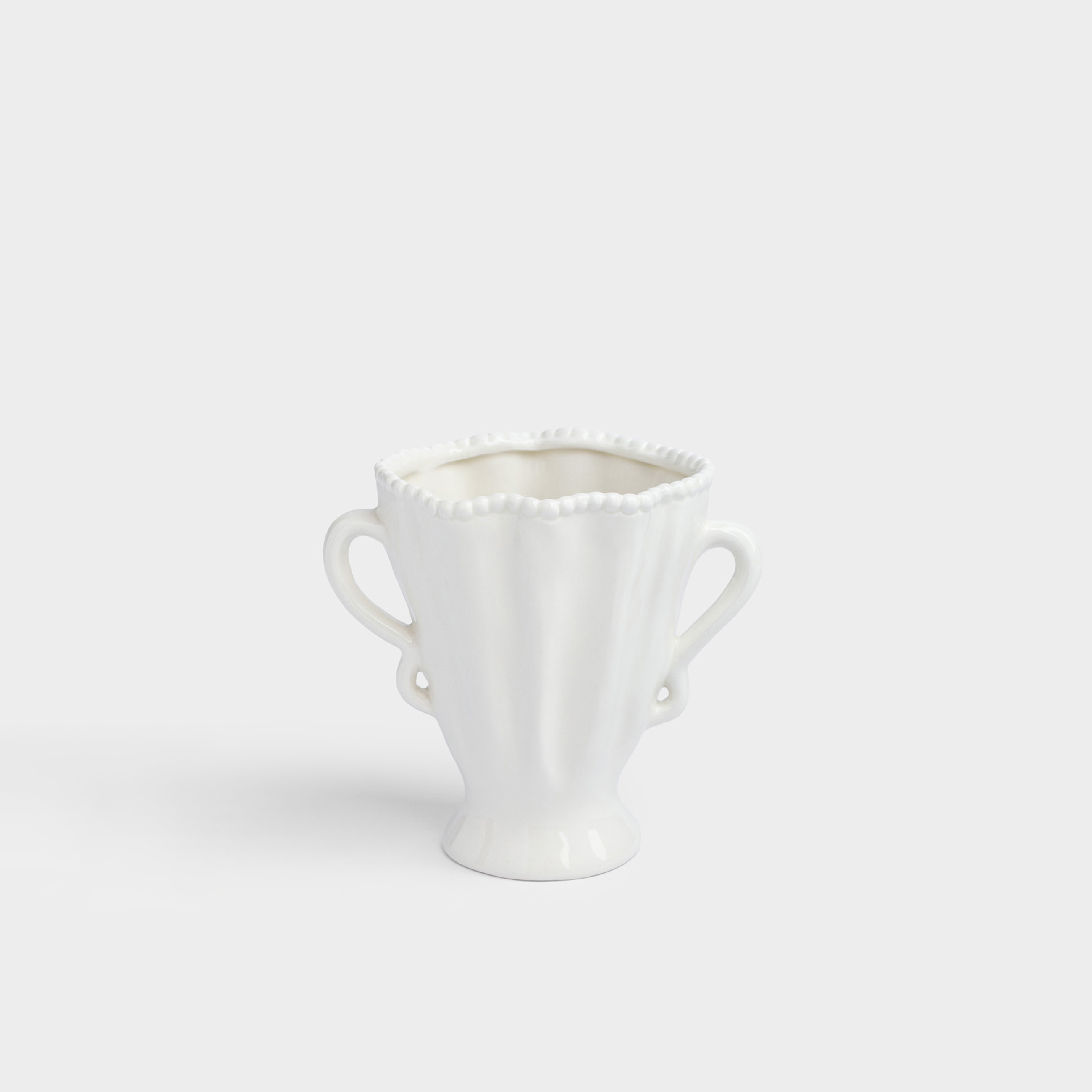 Гүл вазасы, 16 см, тұтқалары бар, керамика, сүт түстес, Нүктелер, Crumple grace