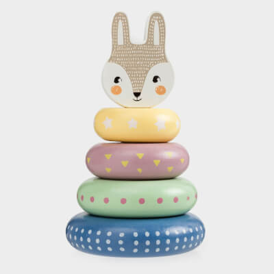 Игрушка развивающая, 14 см, дерево, Пирамидка кролик, Kiddy ,image-0