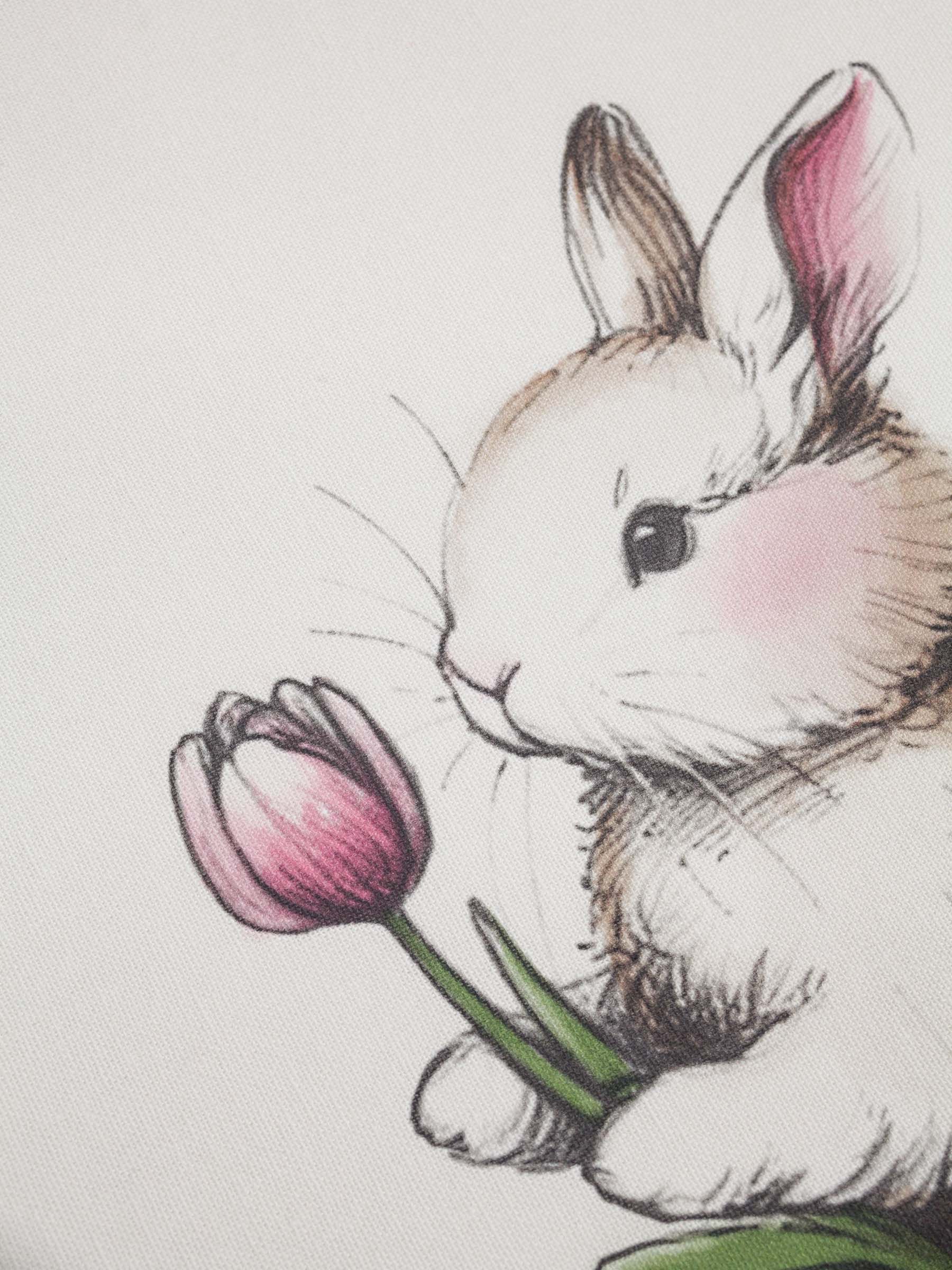 Полотенце кухонное, 40х60 см, хлопок, бежевое, Кролик с тюльпаном, Flora Easter, image-3