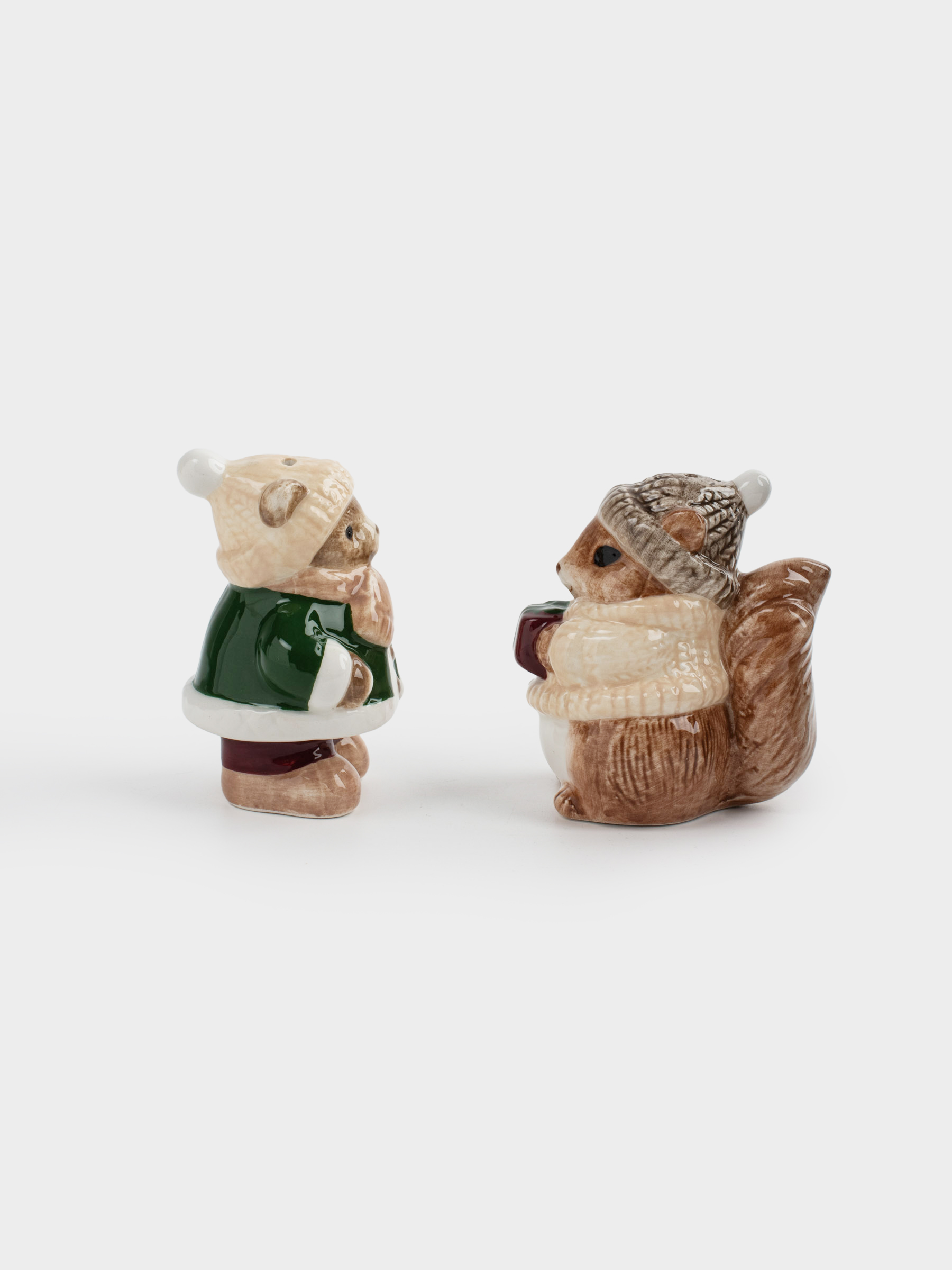 Тұз және бұрыш жинағы, 8 см, керамика, тиін және аю, Christmas animals, image-1