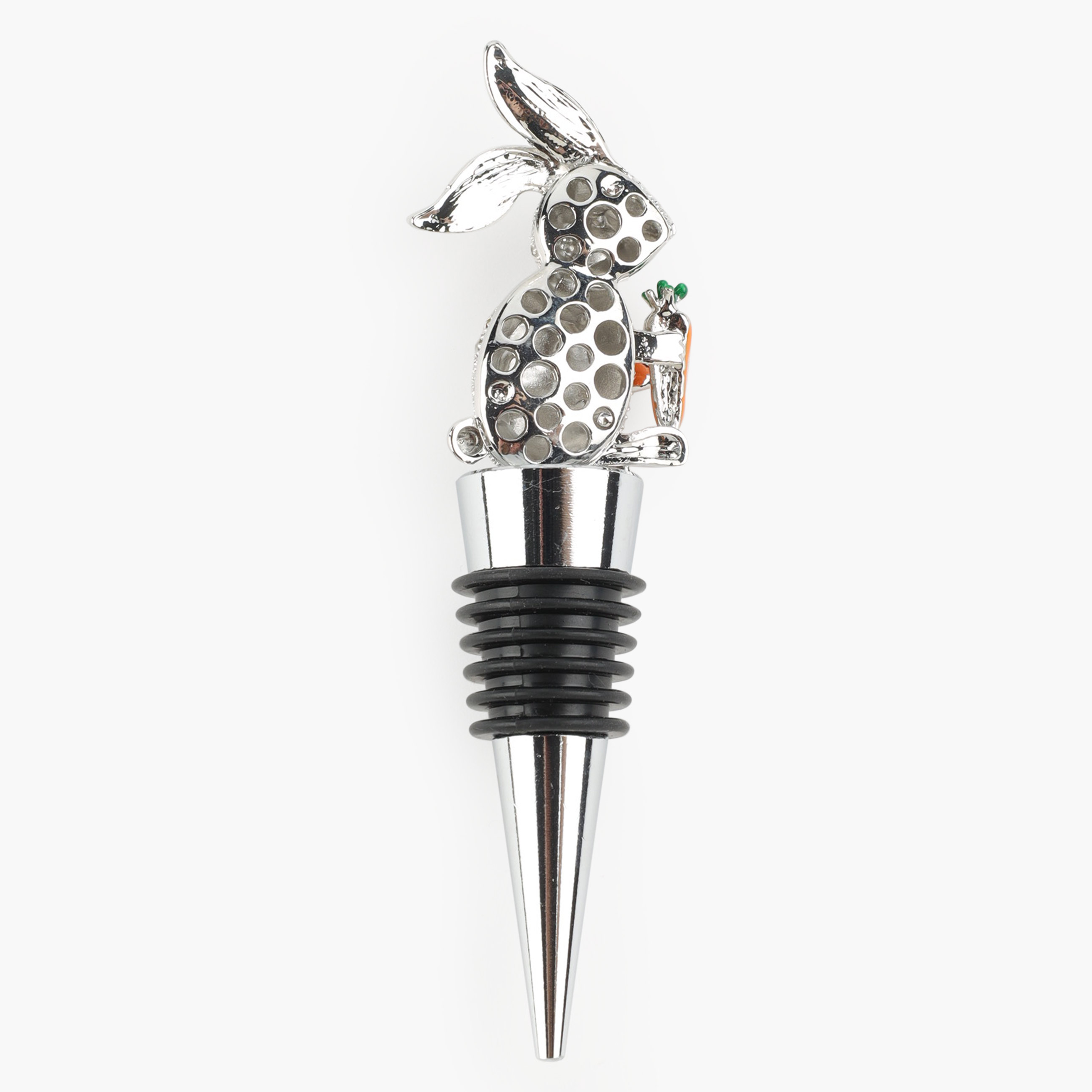 Пробка для винной бутылки, 11 см, металл/стразы, серебристая, Кролик, Rabbit, image-2