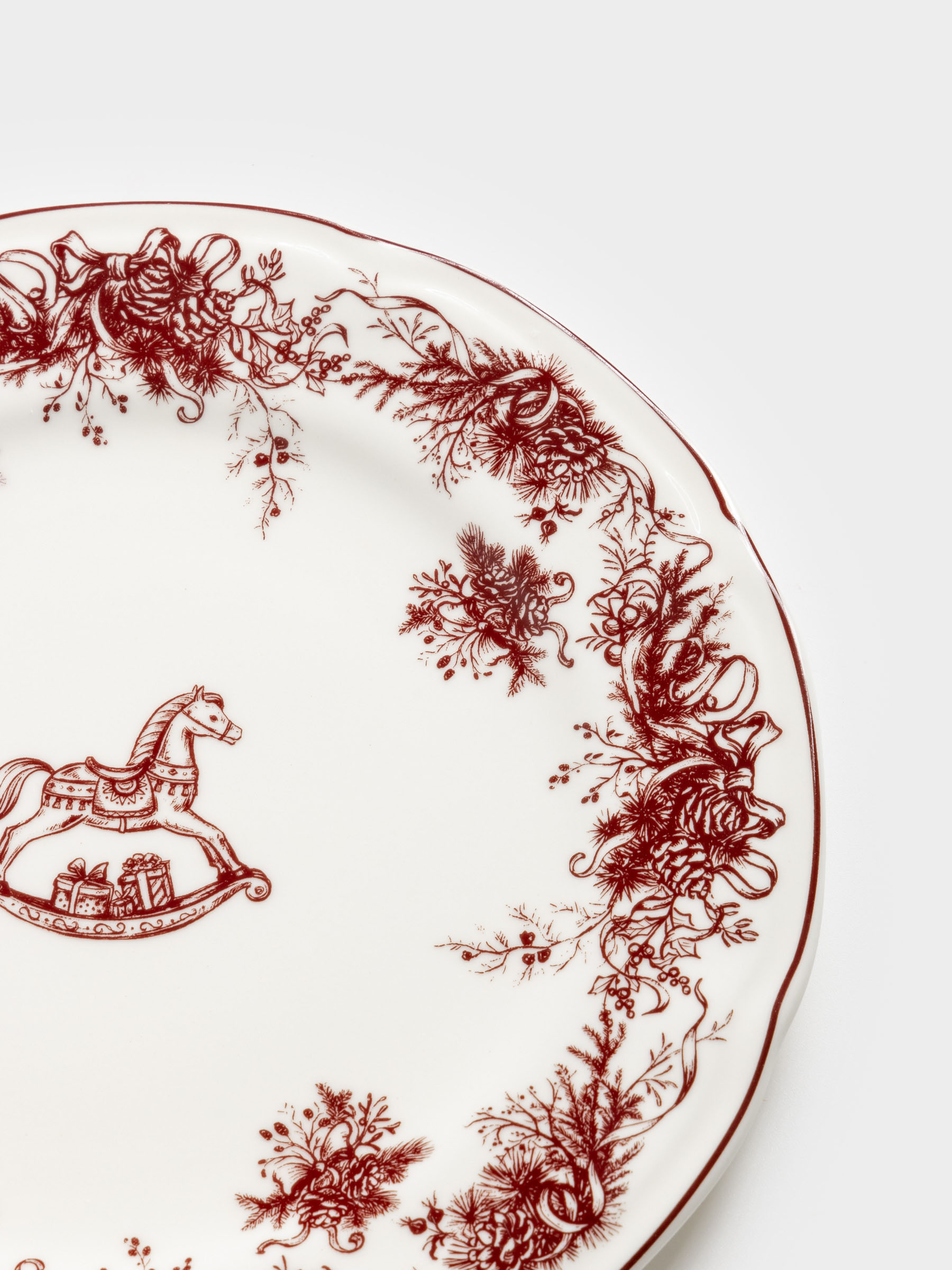 Тарелка закусочная, 20 см, фарфор N, бело-бордовая, Лошадка, Winter lace, image-4