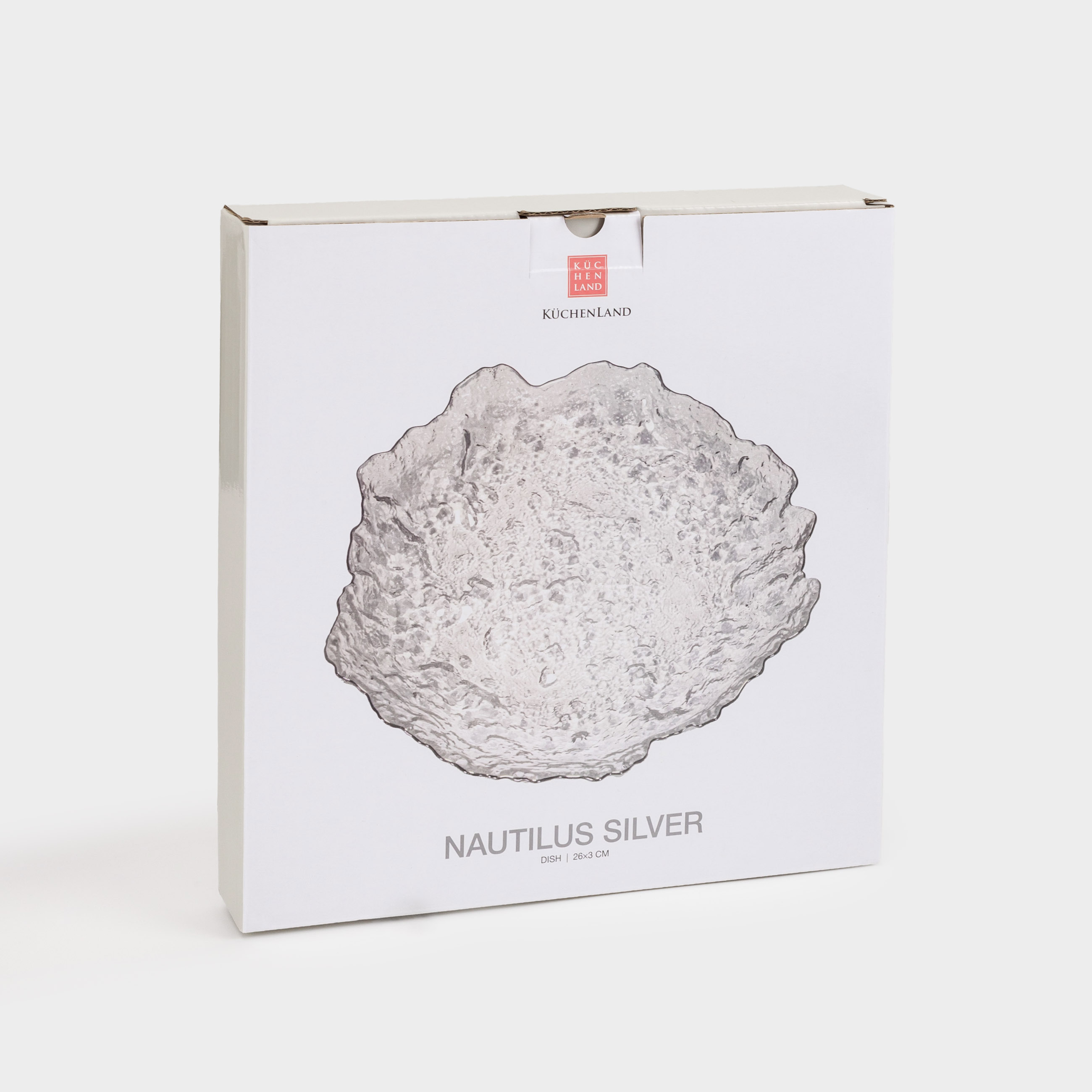 Блюдо, 26 см, стекло, с серебристым кантом, Nautilus silver, image-4