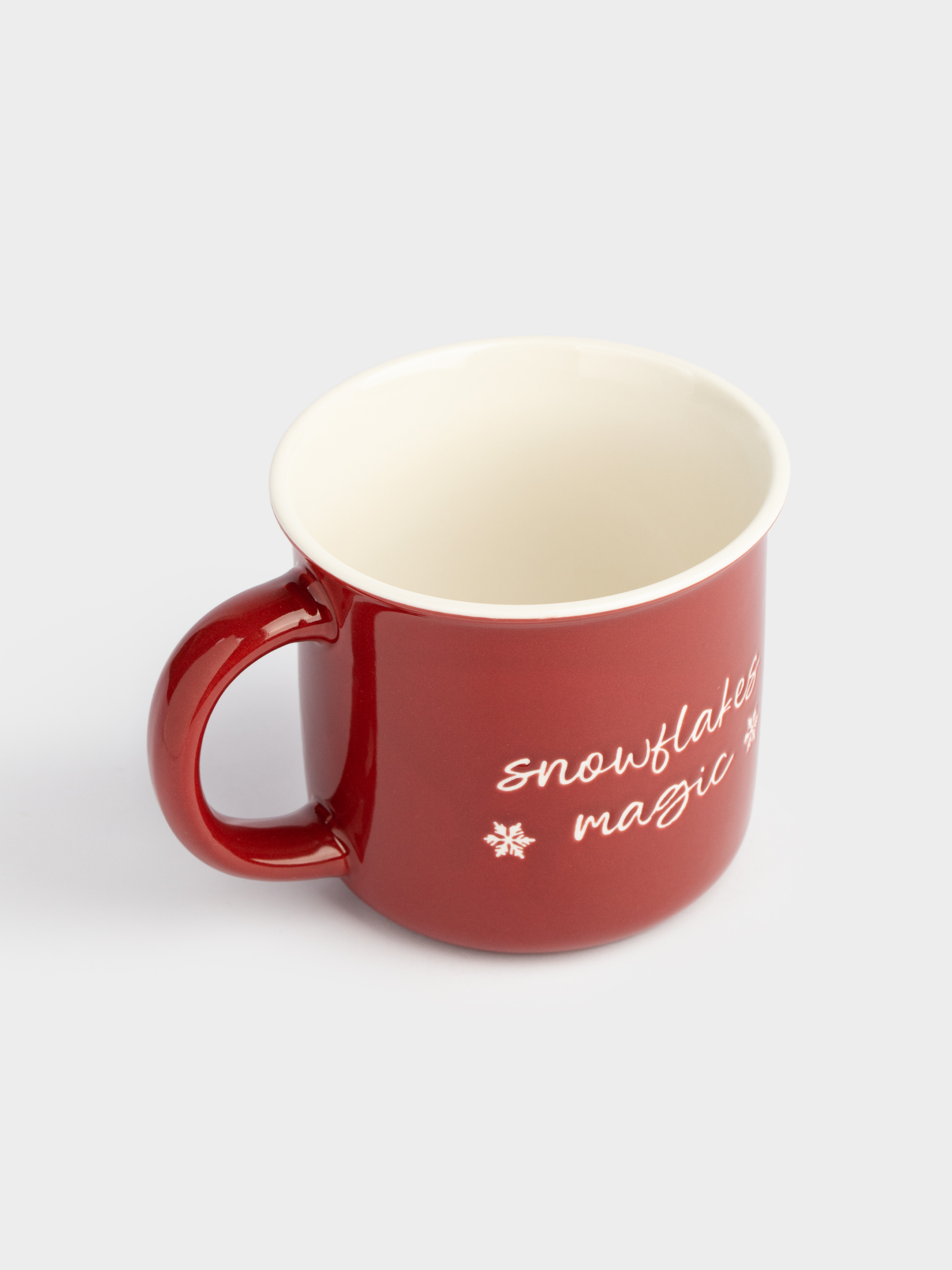 Кружка, 370 мл, фарфор N, бордовая, Snowflakes magic, Mug title, image-1