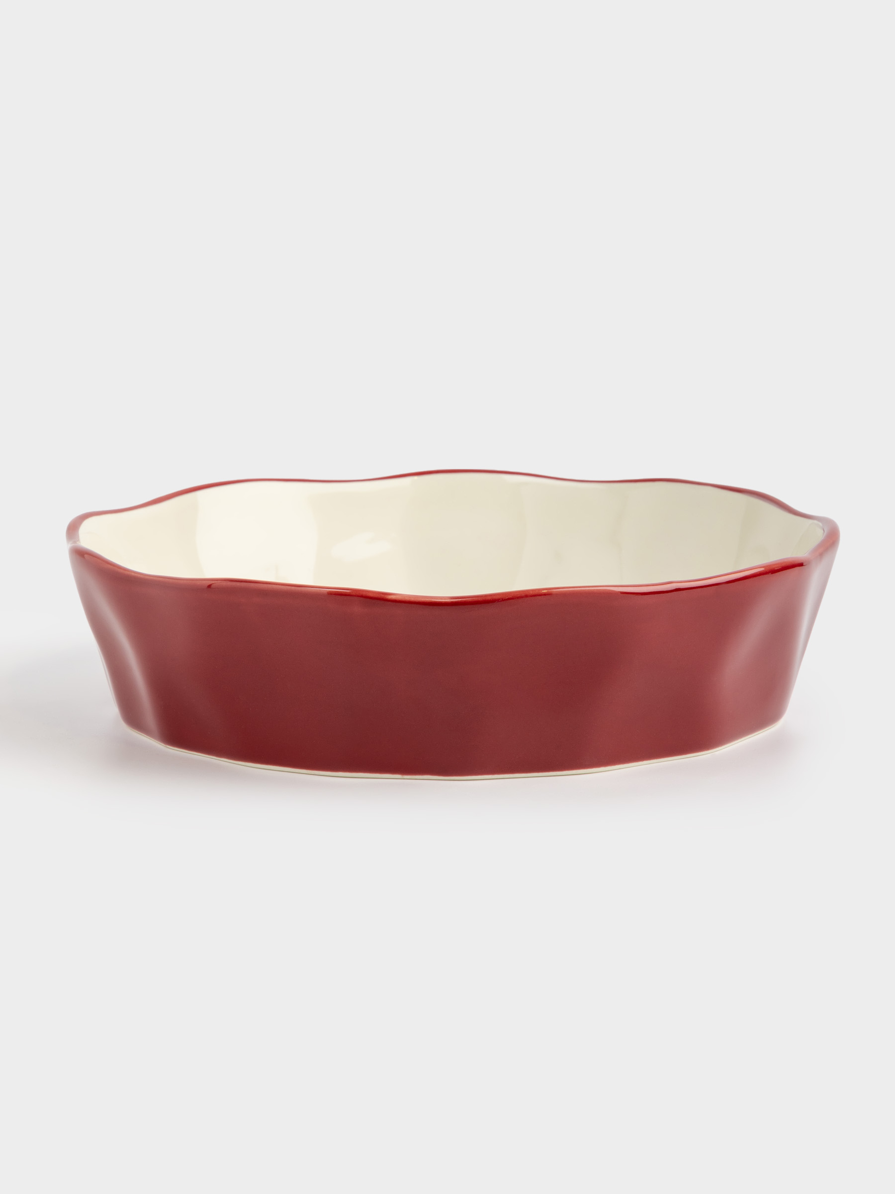 Пісіруге арналған ыдыс, 23х6 см, керамика, дөңгелек, қою қызыл, Жылқысы бар шырша, Christmas tree, image-0