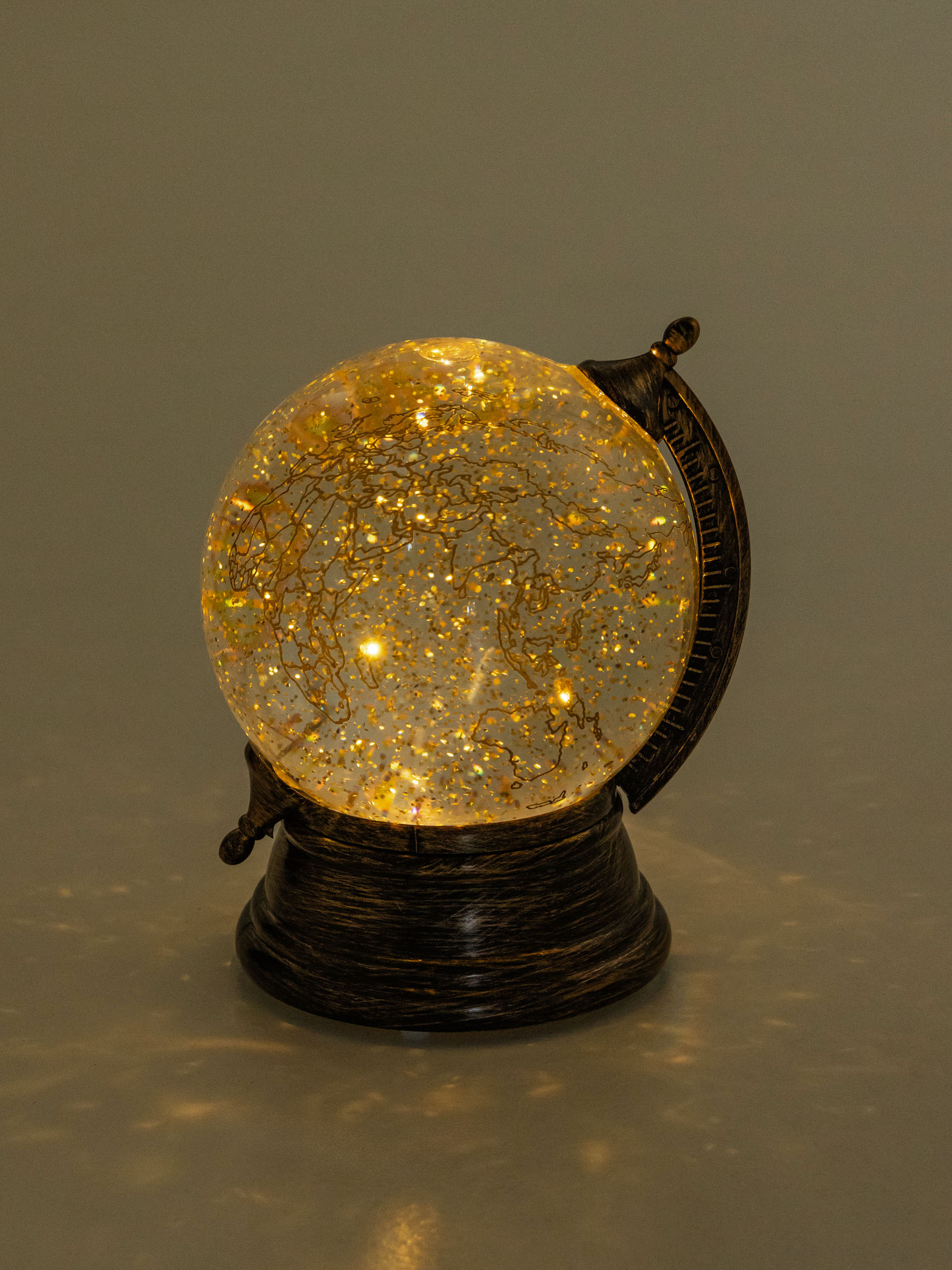 Снежный фонарь, 14x16 см, с подсветкой, пластик, золотистый, Глобус, Golden style, image-5