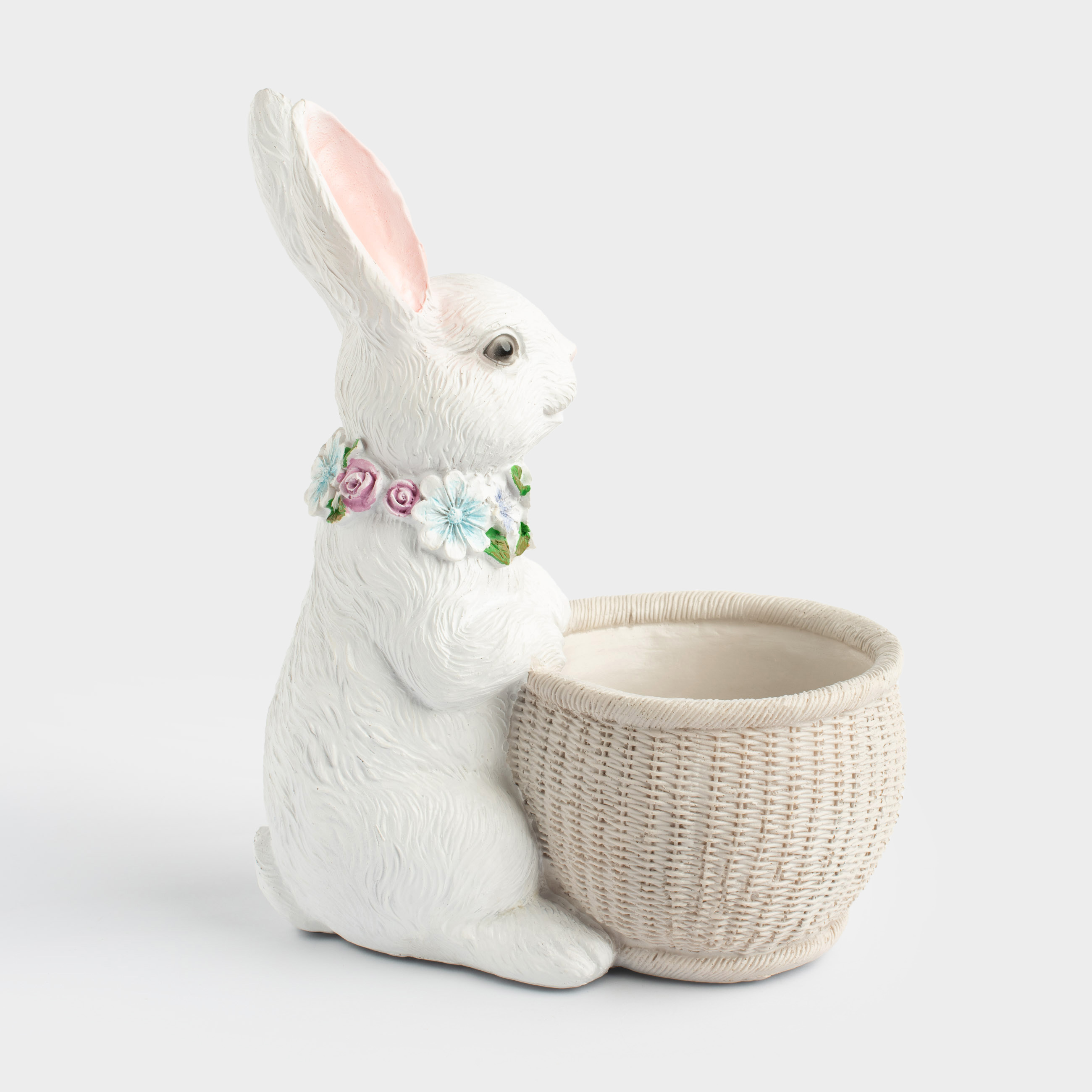 Конфетница, 21x27 см, полирезин, серо-бежевая, Кролик с корзинкой, Easter, image-2