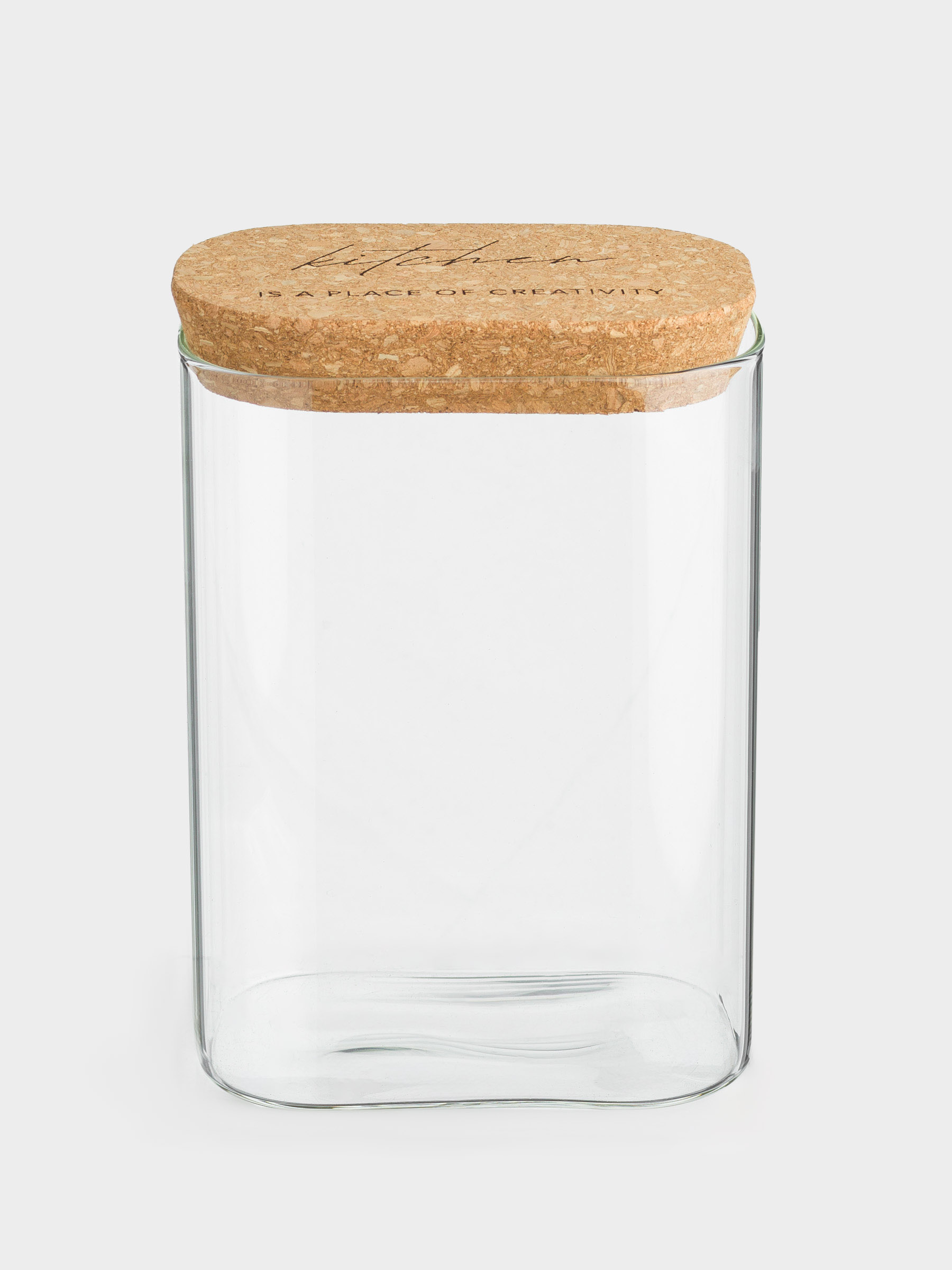 Банка для сыпучих продуктов, 1 л, стекло/пробка, прямоугольная, Clear cork, image-0