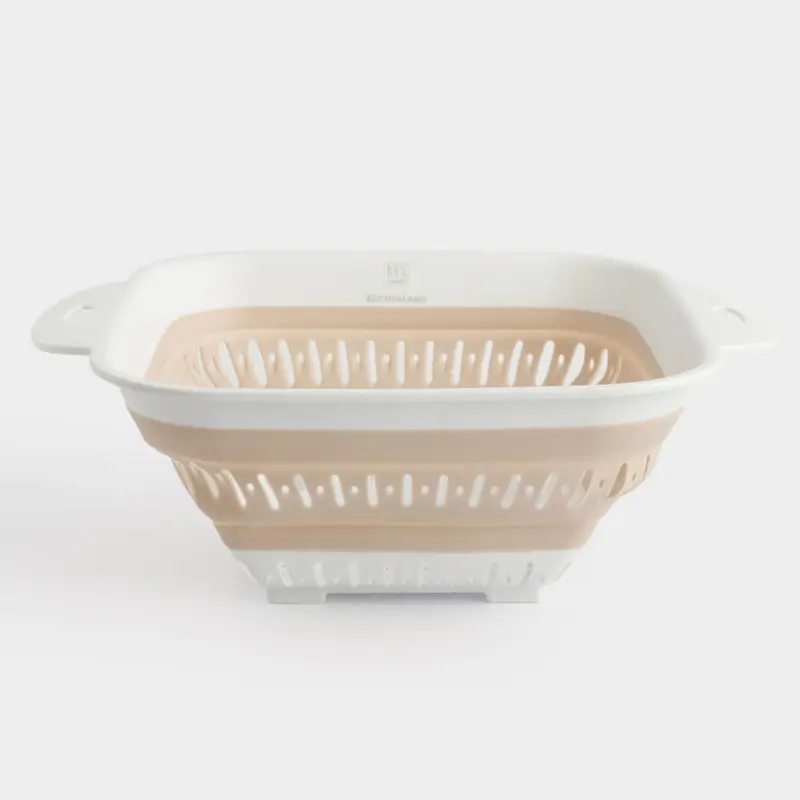 Дуршлаг, 22х22 см, складной, пластик/резина, квадратный, бежевый, Foldaway, image-0
