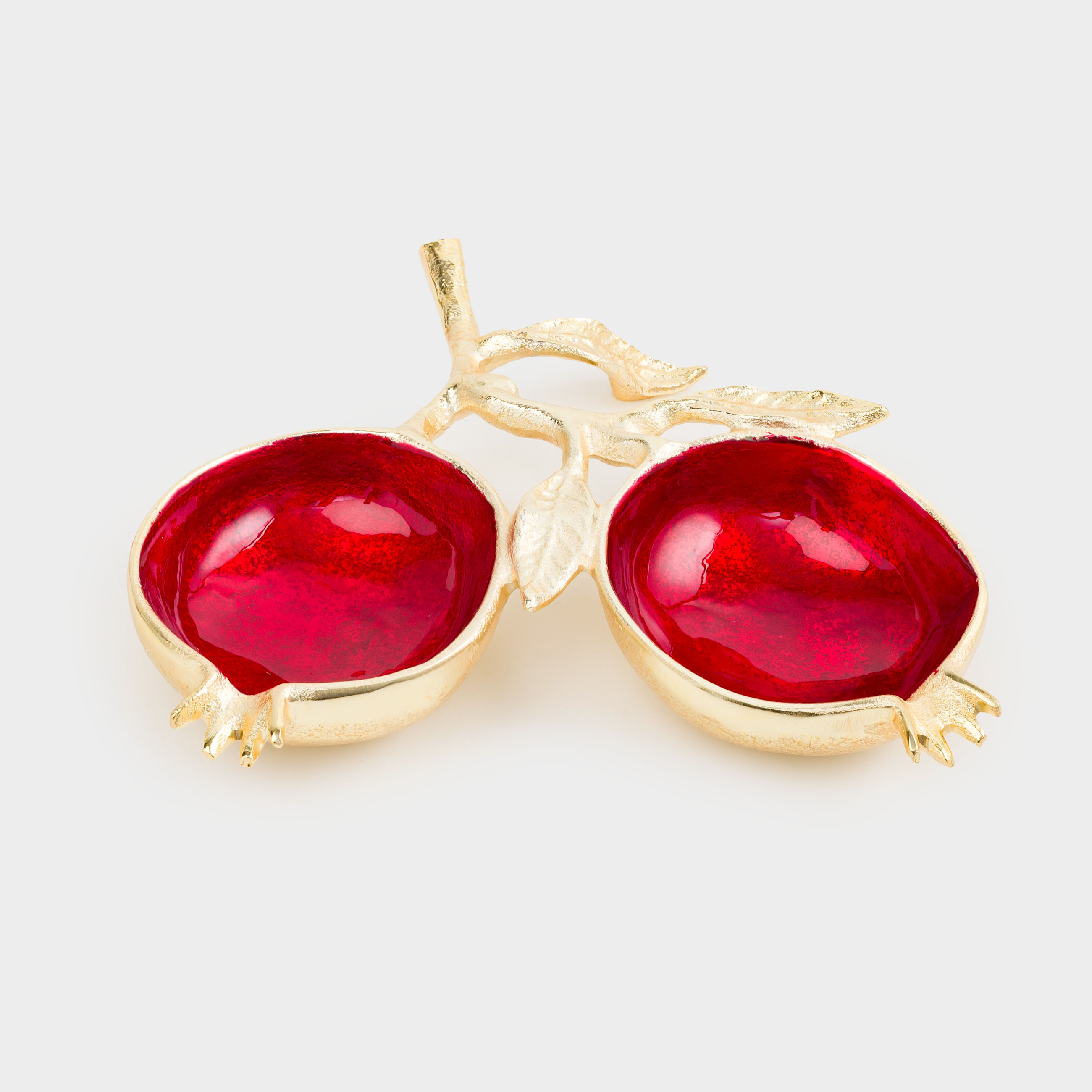 Менажница, 20х23 см, 2 отд, металл, золотисто-красная, Гранаты, Pomegranate, image-0