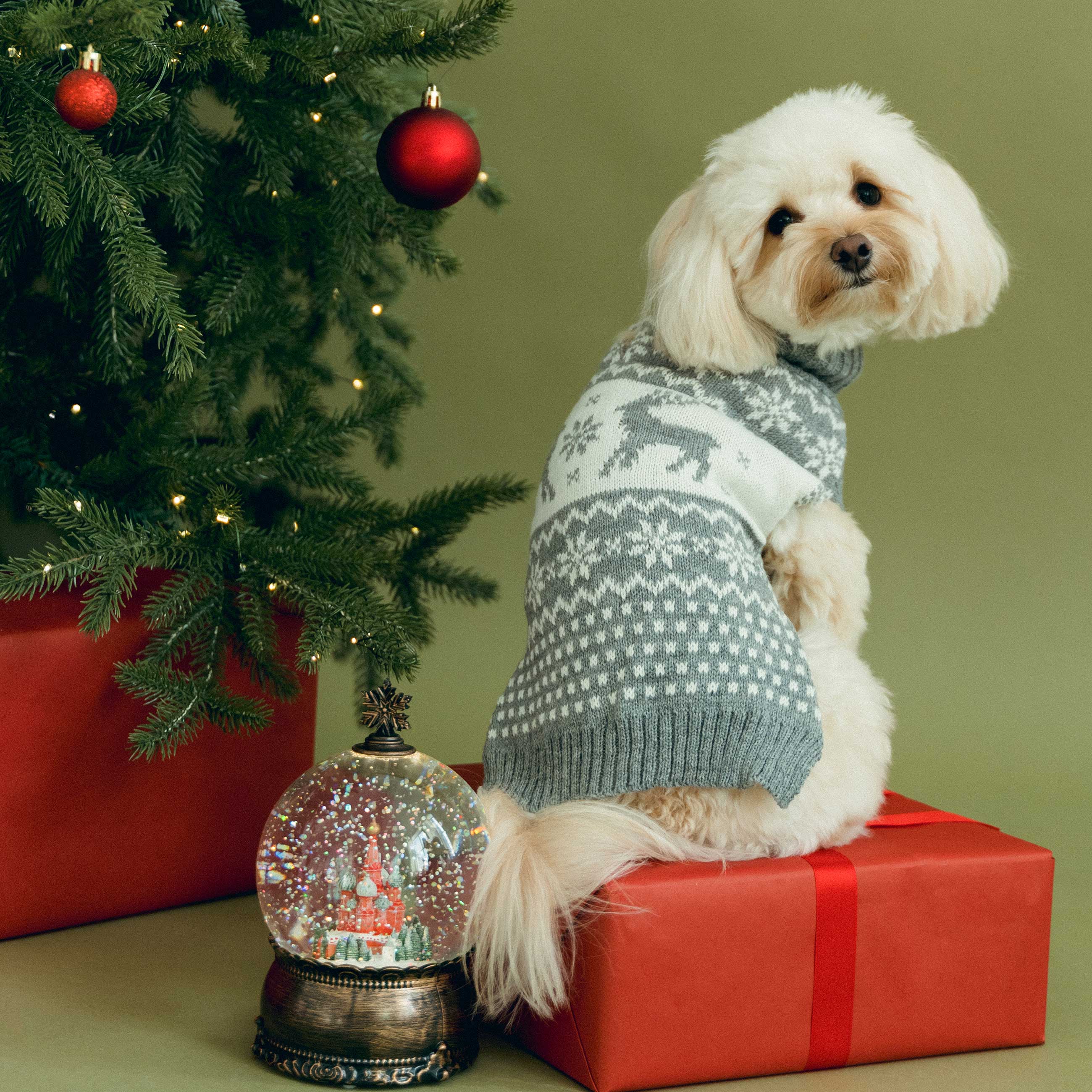 Свитер для животных,  акрил, серо-белый, Рождественский узор, Fashion pet, image-7