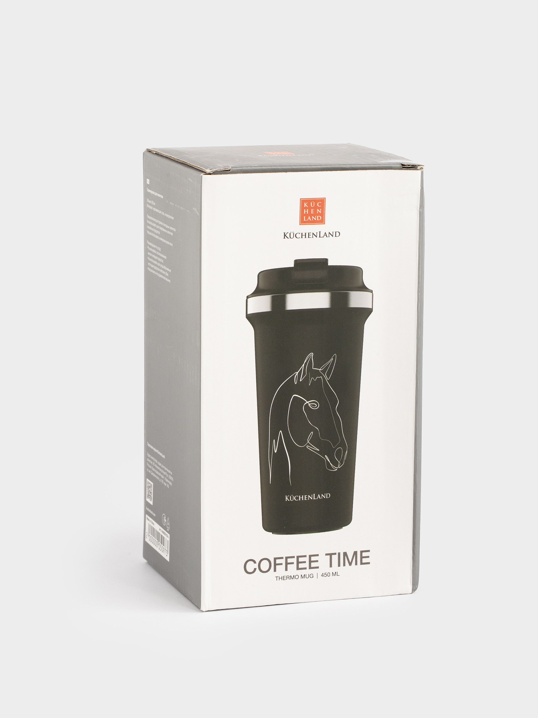 Термо саптыаяқ, 450 мл, болат/пластик, қара, Жылқы, Coffee time, image-7