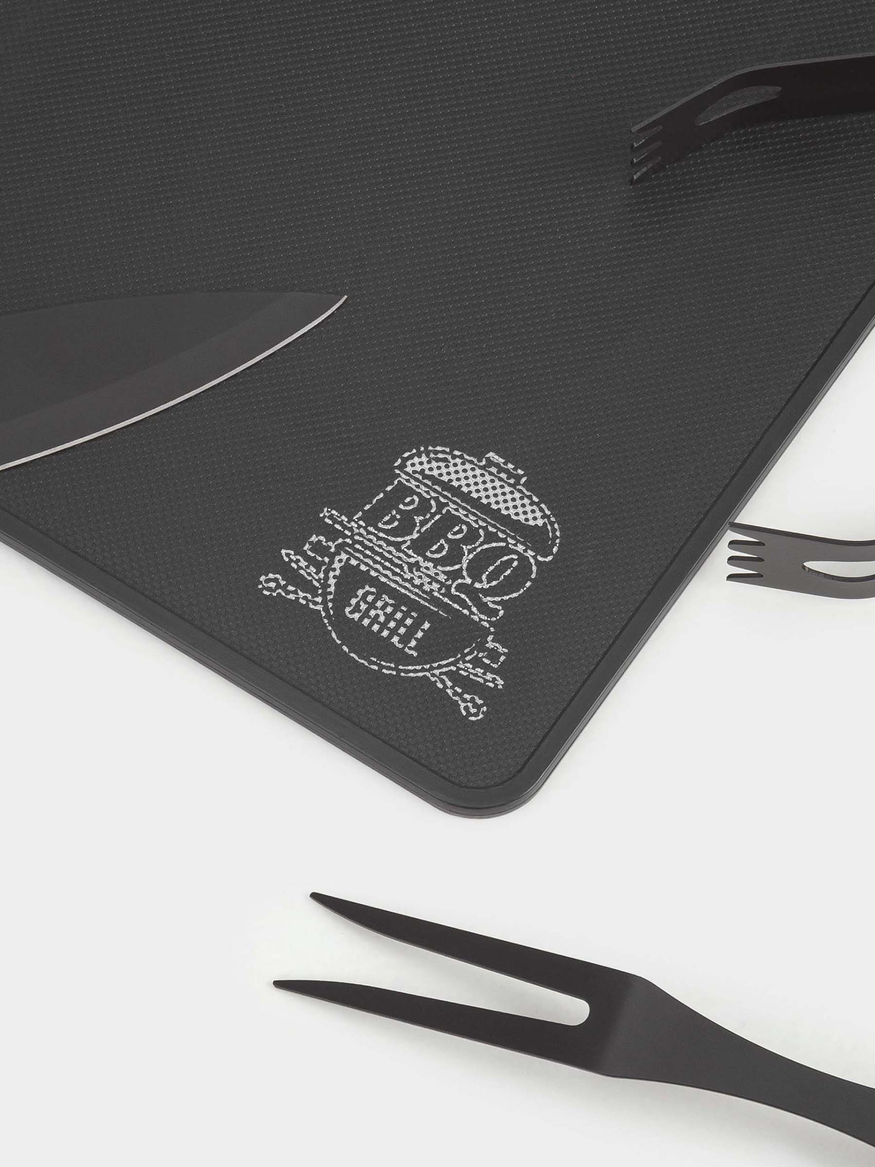 Барбекюге арналған жиынтық, 4 зат, былғары қорапта, болат/ағаш/эко-былғары, BBQ, image-2