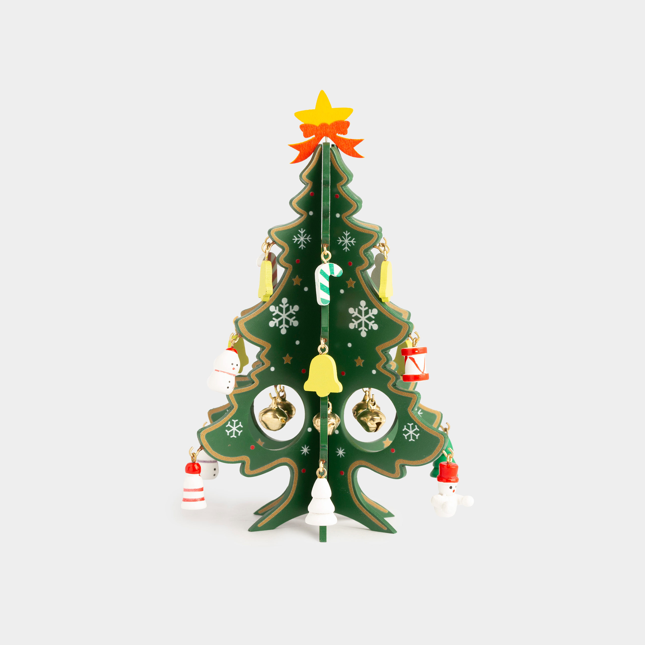 Статуэтка, 18 см, с подвесками, МДФ, зеленая, Ель с игрушками, Christmas style, image-0