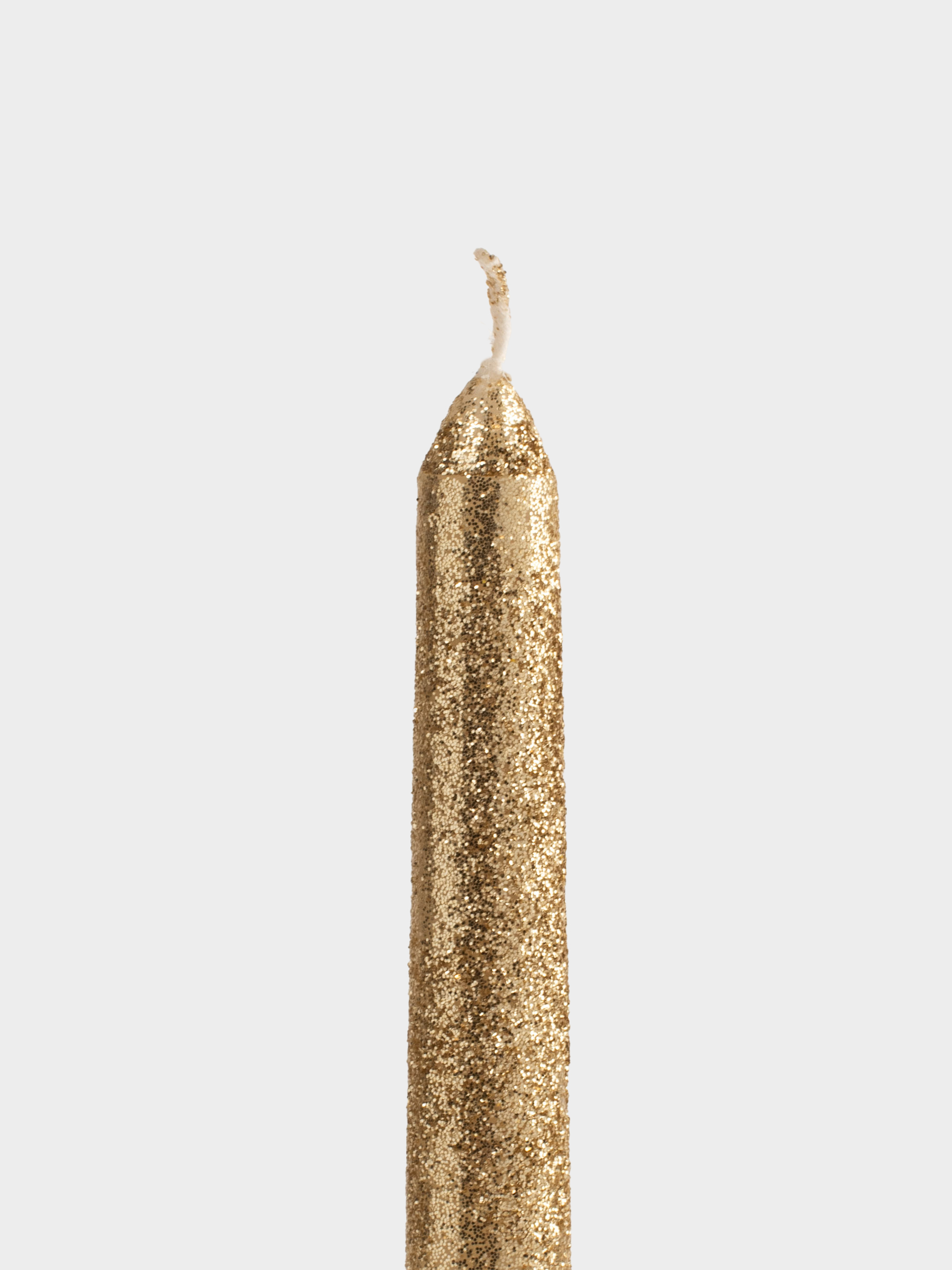 Шам, 25 см, жіңішке, жылтырақтары бар, алтын түстес, Sparkly candle, image-1