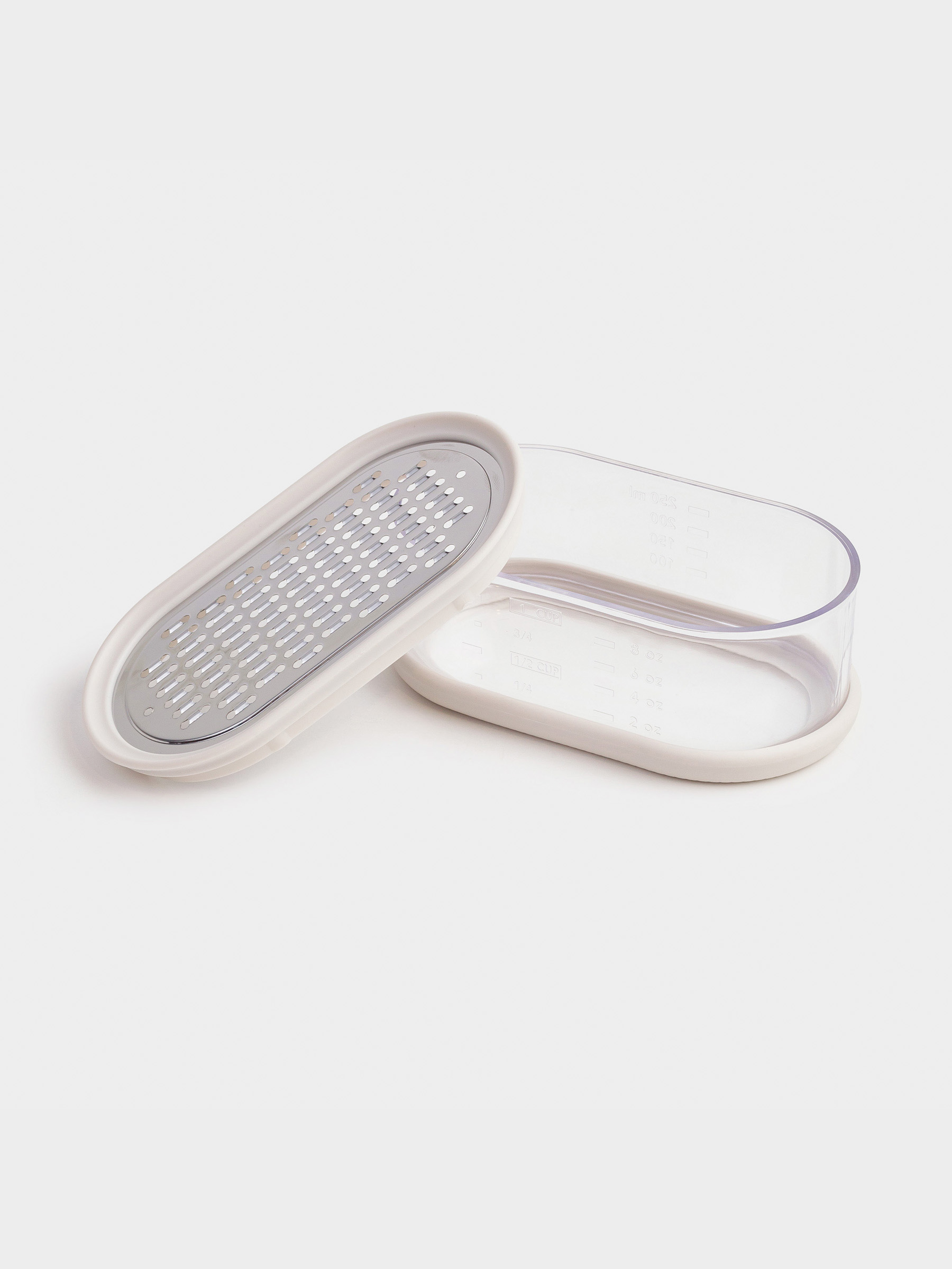 Терка, 14x8 см, с контейнером, сталь/пластик, молочная, Soft kitchen, image-3