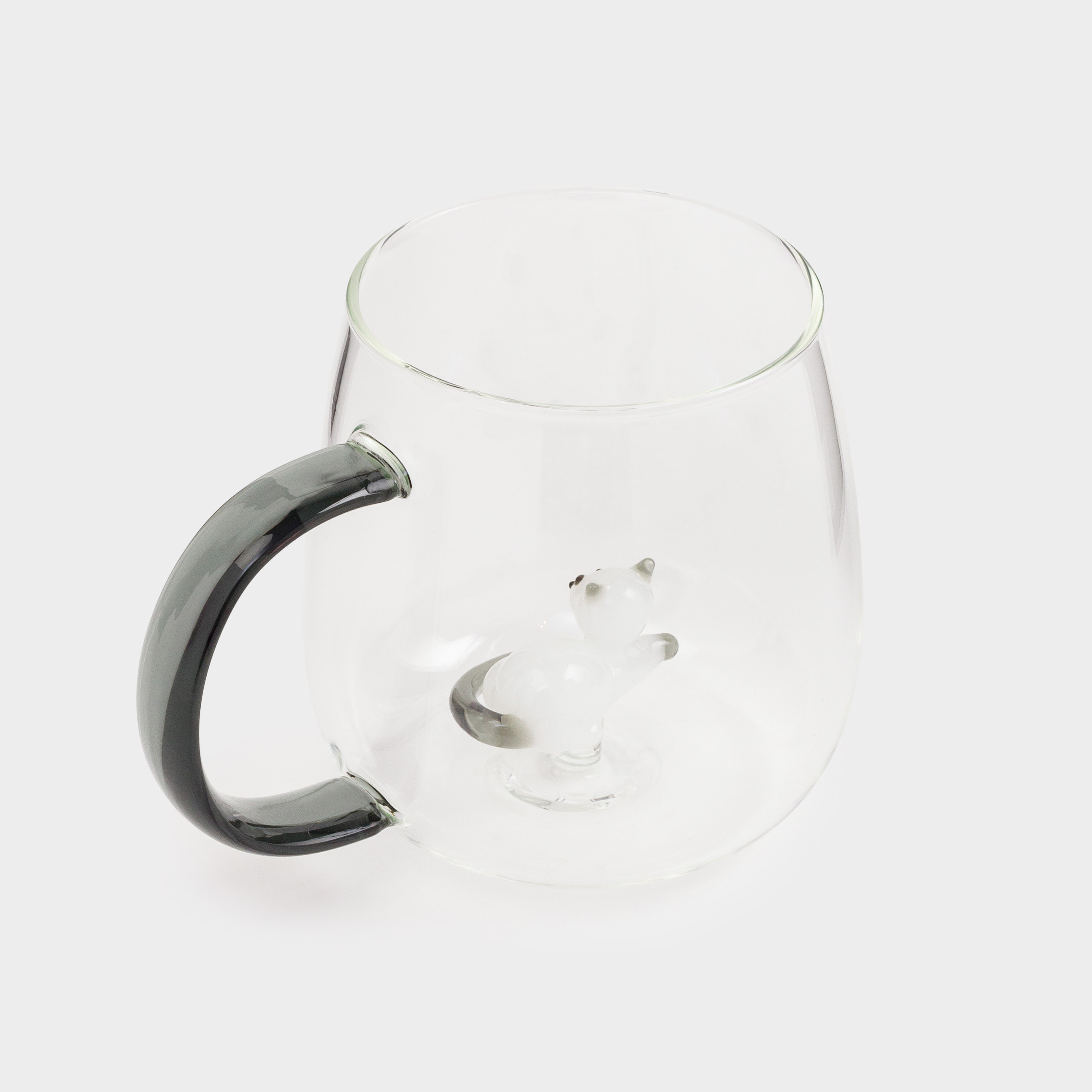 Кружка, 400 мл, стекло Б, серая ручка, Кот, Shape, image-1