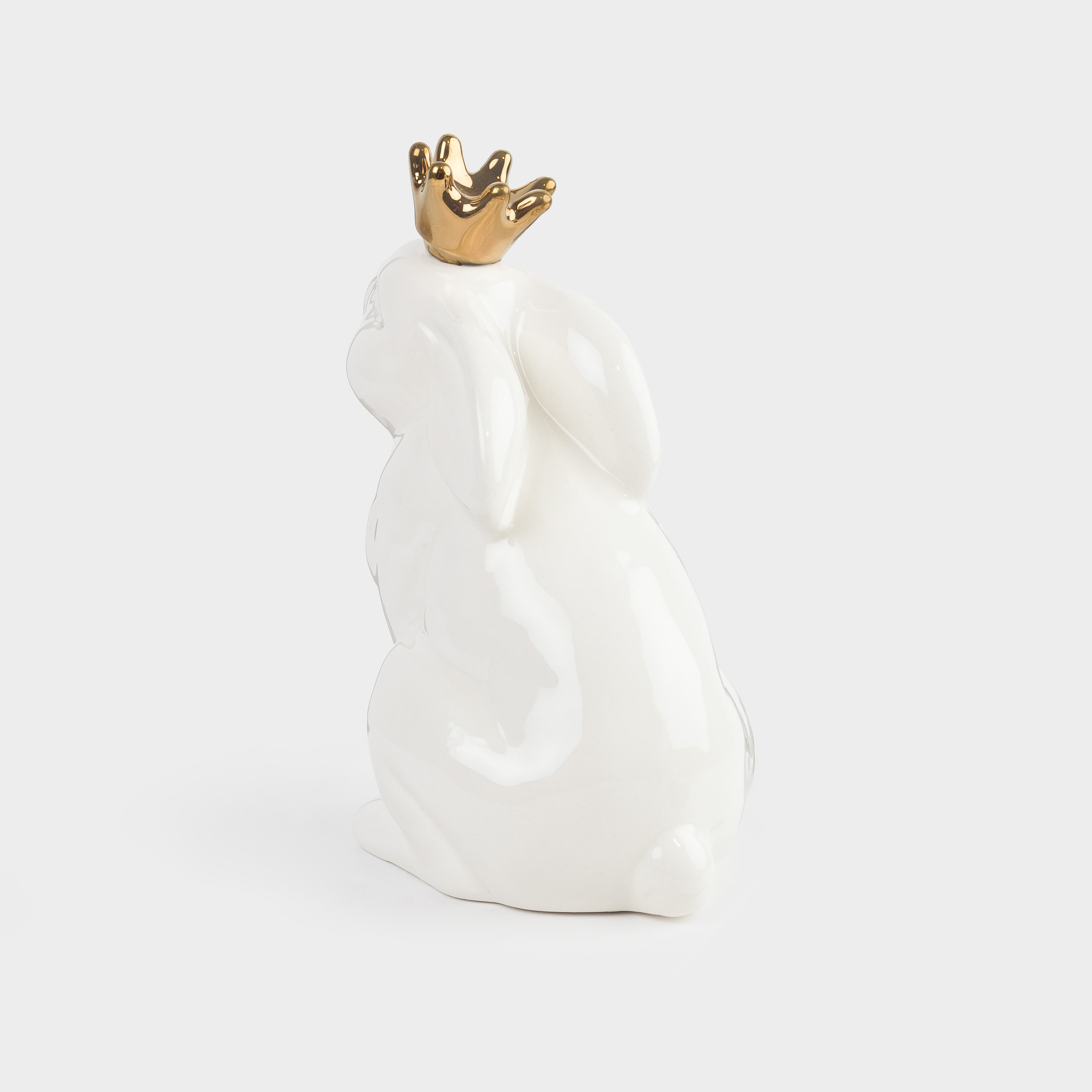 Статуэтка, 15 см, керамика, бело-золотистая, Кролик в короне, Easter gold, image-5