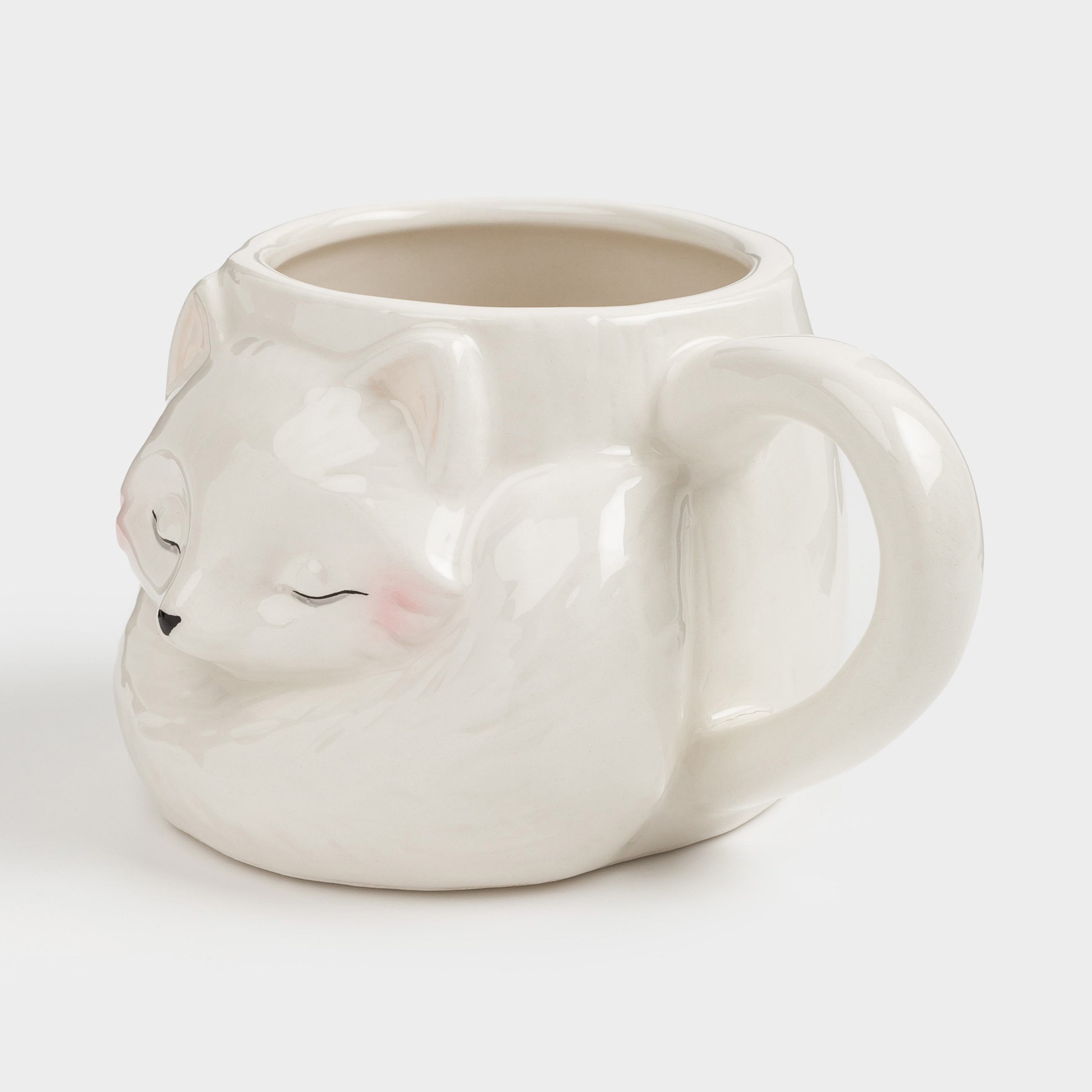 Кружка, 350 мл, керамика, молочная, Лиса спит, Fine foxy, image-2