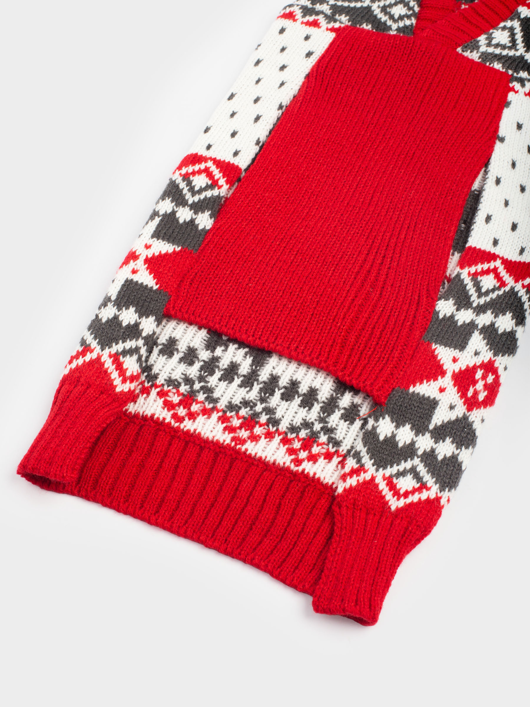 Свитер для животных, 38 см, р. M, с капюшоном, акрил, бело-красный, Зимний узор, Fashion pet, image-4